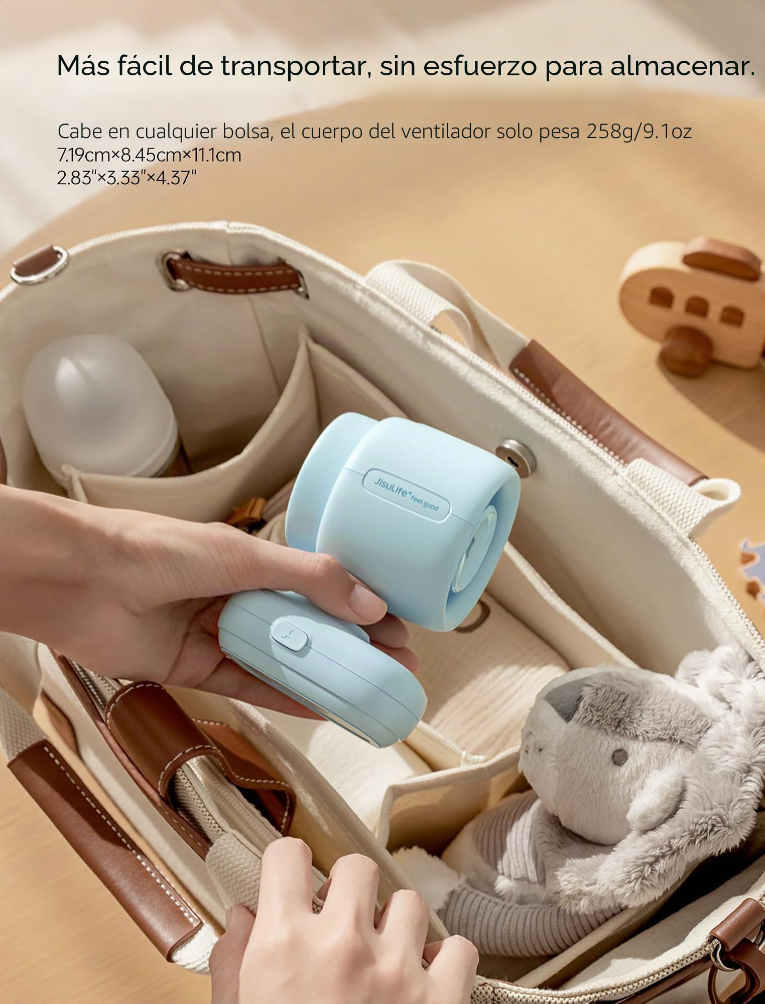 JISULIFE Mini ventilador para cochecito de bebé, portátil, con clip, funciona con pilas, pequeño ventilador con luz nocturna, 5 velocidades, pantalla LED, soporte flexible desmontable, seguro para