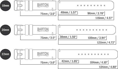 Miniatura 9 de Barton - Correa de cuero flor para reloj, de liberación rápida, anchos disponibles 16mm, 18mm, 19mm, 20mm, 21mm 22mm, 23mm o 24mm