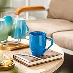 Vancasso Navia Coffee Ensemble de tasses 4, Céramique 12 Coupes de café Oz pour Cappuccino, Latte, Thé, Multi Bleu