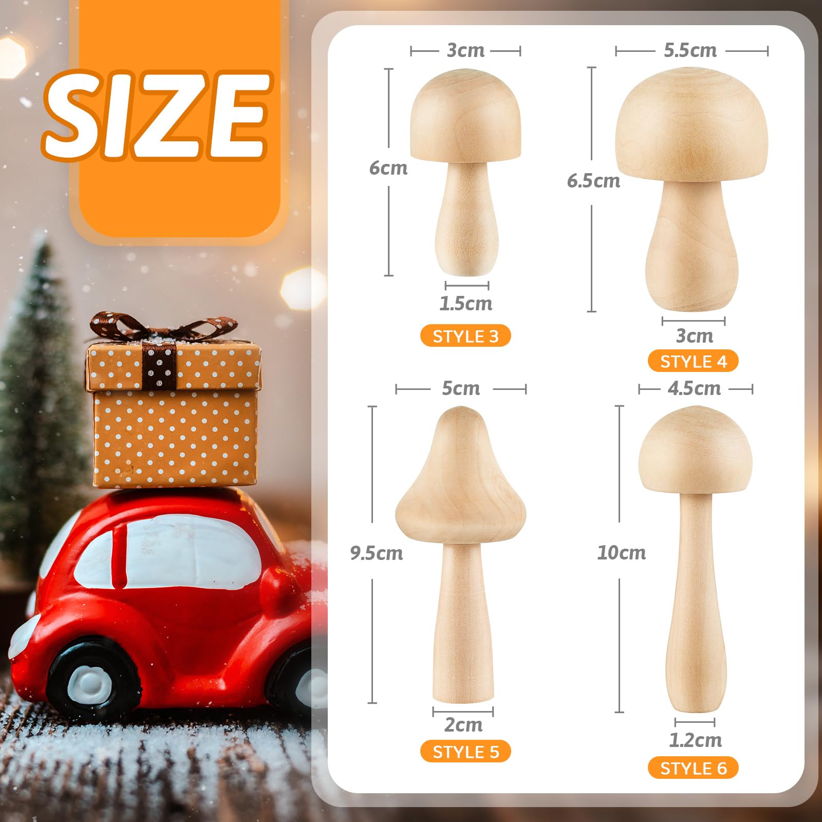 Blulu 30 Pcs Big Sizes Unfinished Wooden Mushroom Natural Wooden Mushrooms Unpainted Art Project Crafting and Fairy Themed Spring Summer Decor and Crafts Projects Decoration DIY Paint Color