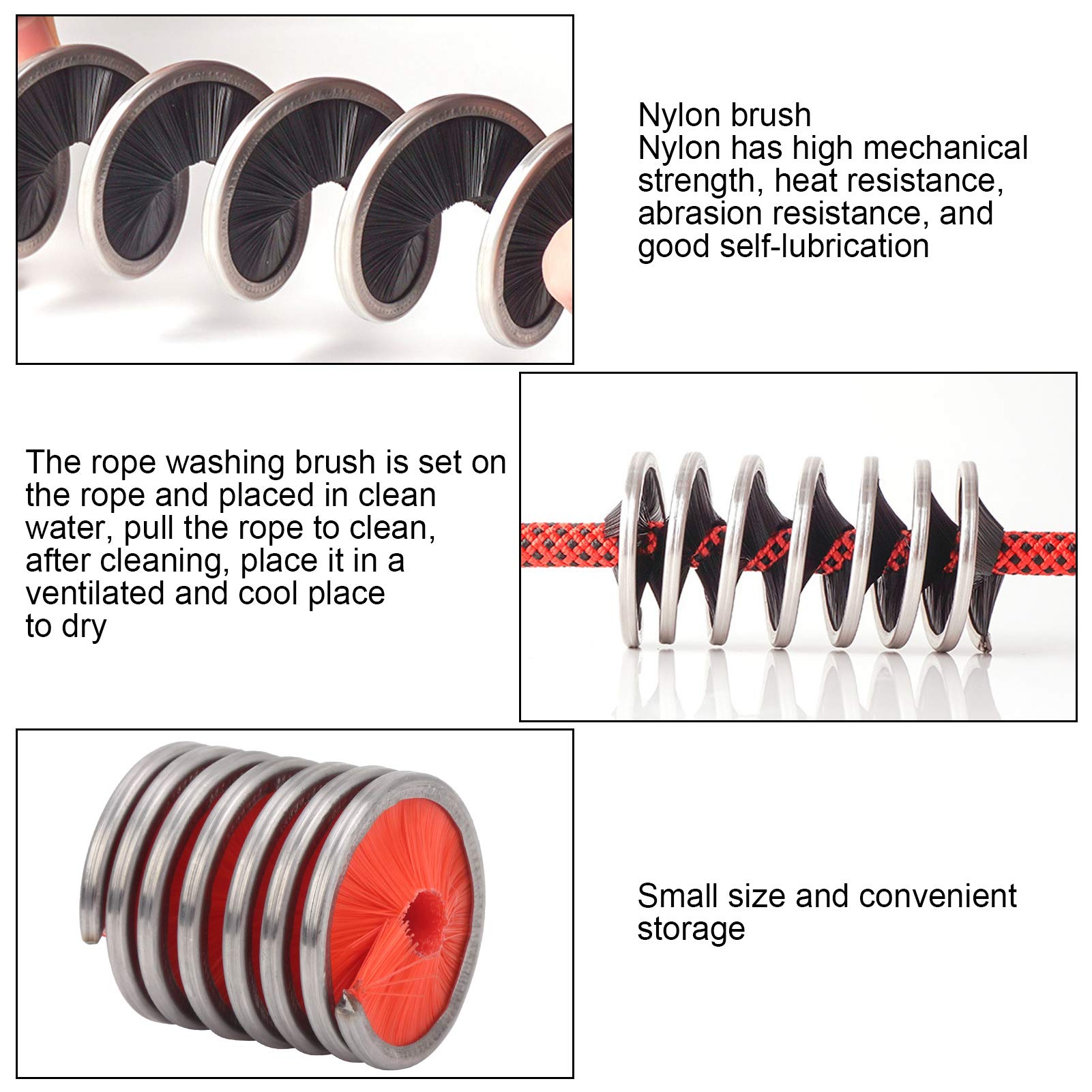 Pilipane Washing Brush Rope Rope Wash Tool, Outdoor Rope Washing Brush Climbing Cord Nylon Cleaner, Climbing Rope Washing Washing Brush Climb Tool (Red)