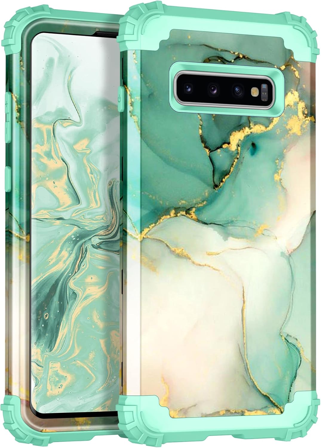 Casetego Compatible with Galaxy S10 Case,Floral Three Layer Heavy Duty Hybrid Sturdy