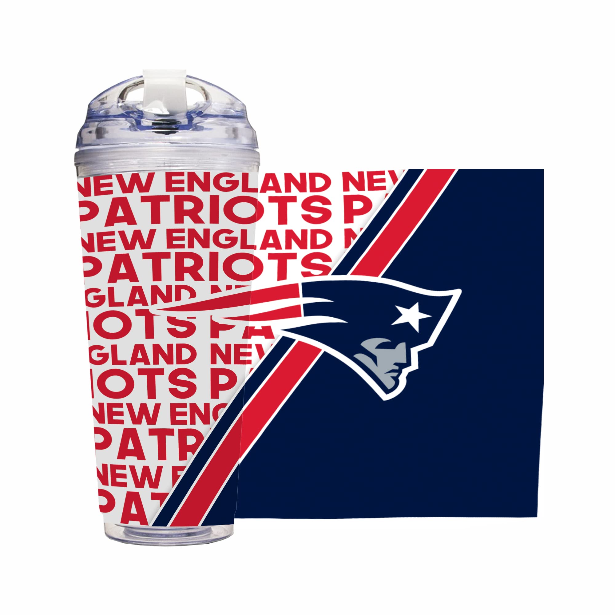 Rico Industries NFL Football 24oz Acrylic Tumbler with Hinged Lid, Officially Licensed Double Wall Tumbler for NFL Fans