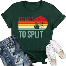 Bowling Shirts for Women Too Legit to Split Retro Bowler Team T-Shirt