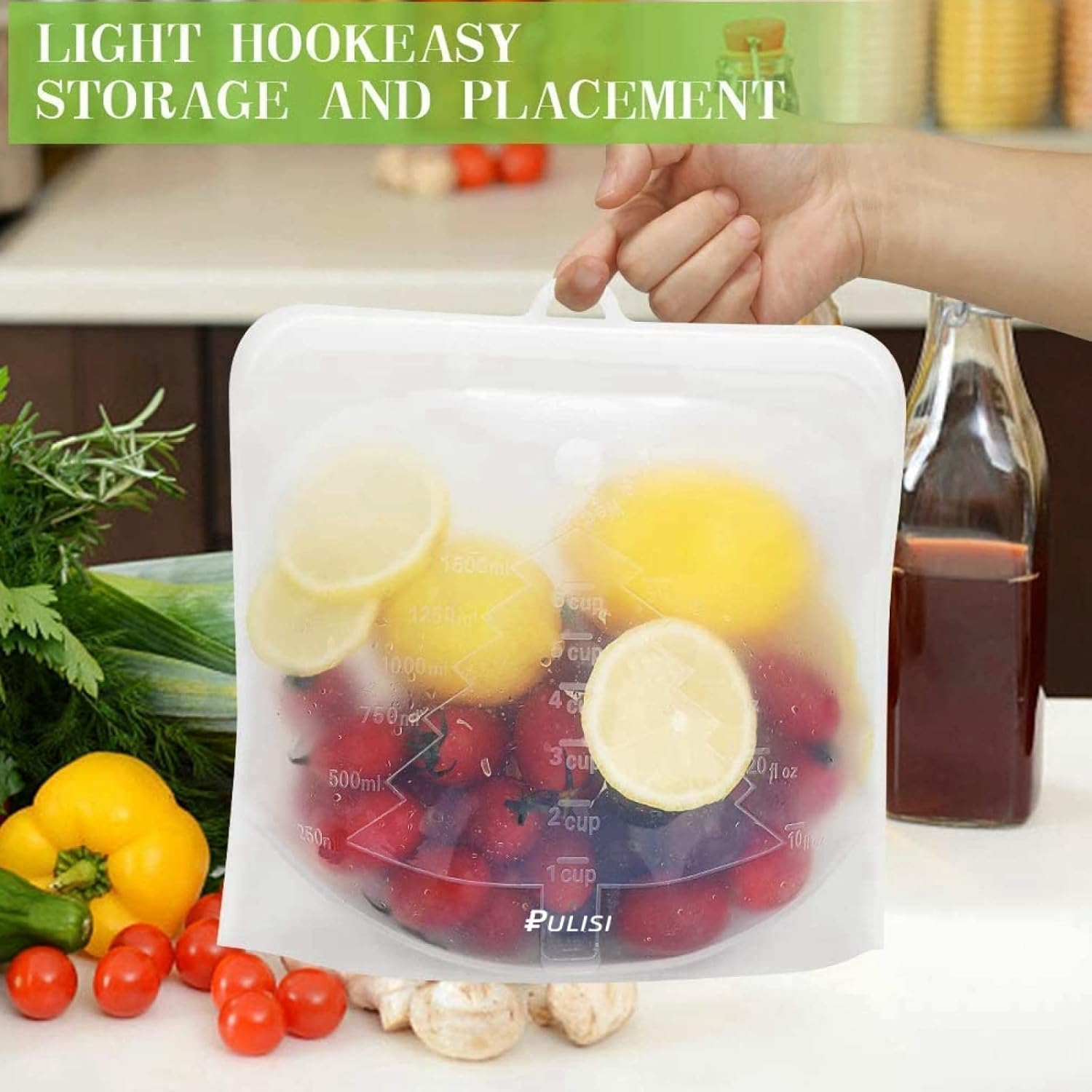 Reusable Silicone Food Storage Bags 1000ml, Leakproof Freezer Bags for Fresh Food, 5pcs Yellow Containers for Meal Prep and Organization Pink