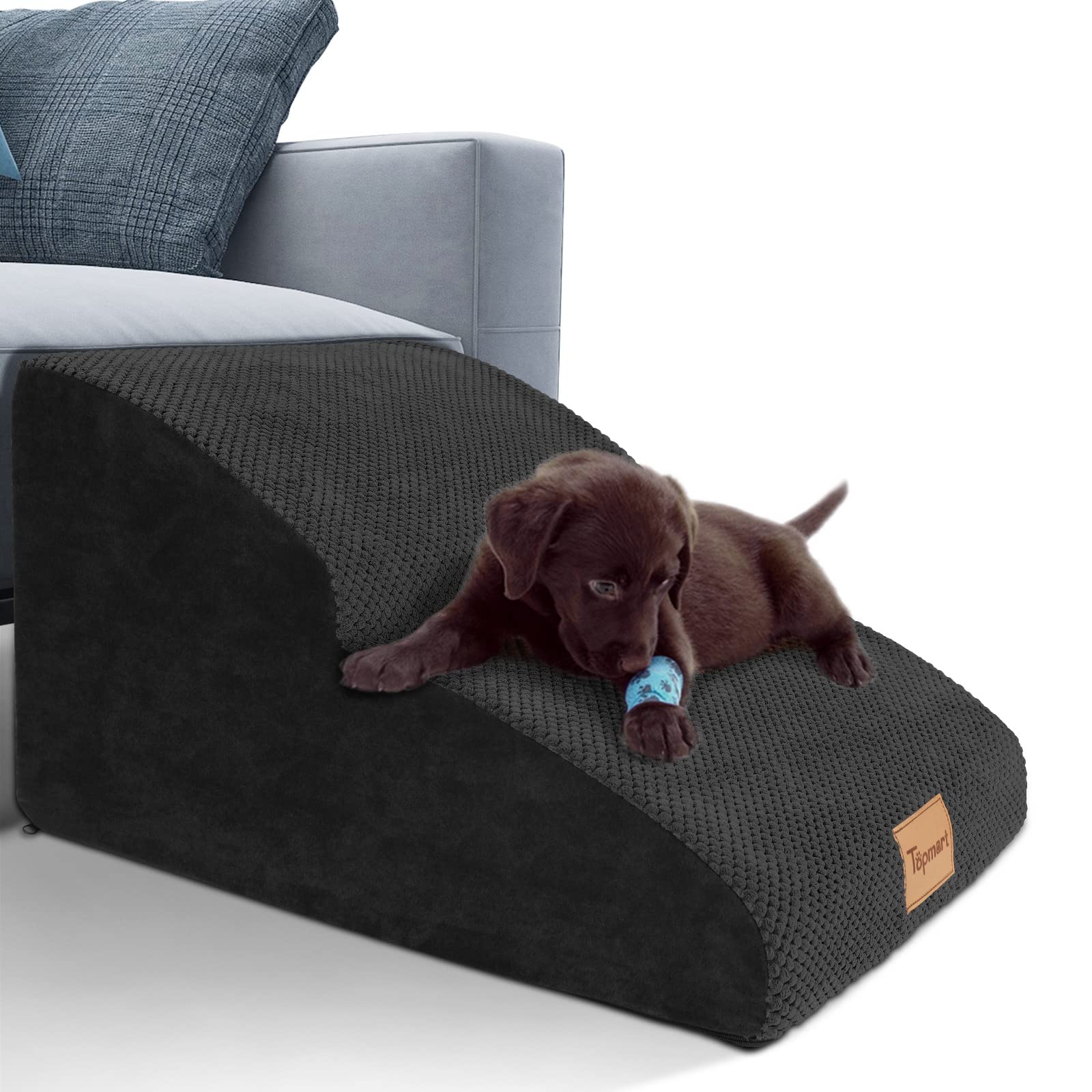 Topmart High Density Extended Foam Dog Ramp&amp;Steps 2 Tiers,11.8" High