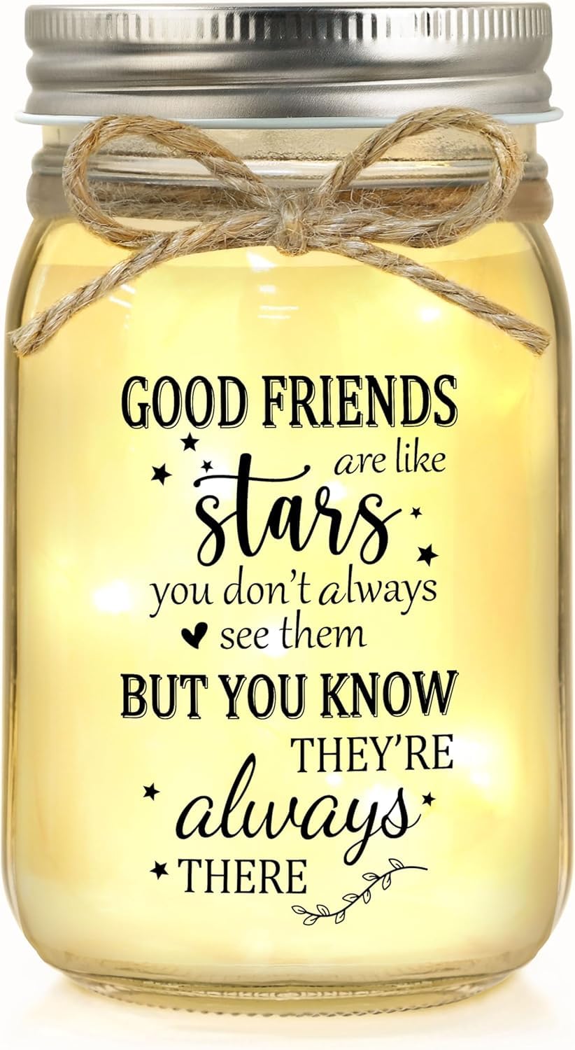 Friendship Gifts for Women, Best Friend Birthday Gifts, Friends Gift for Wome, Gift for Friend Christmas, Mason Jar Light Night Home Decor