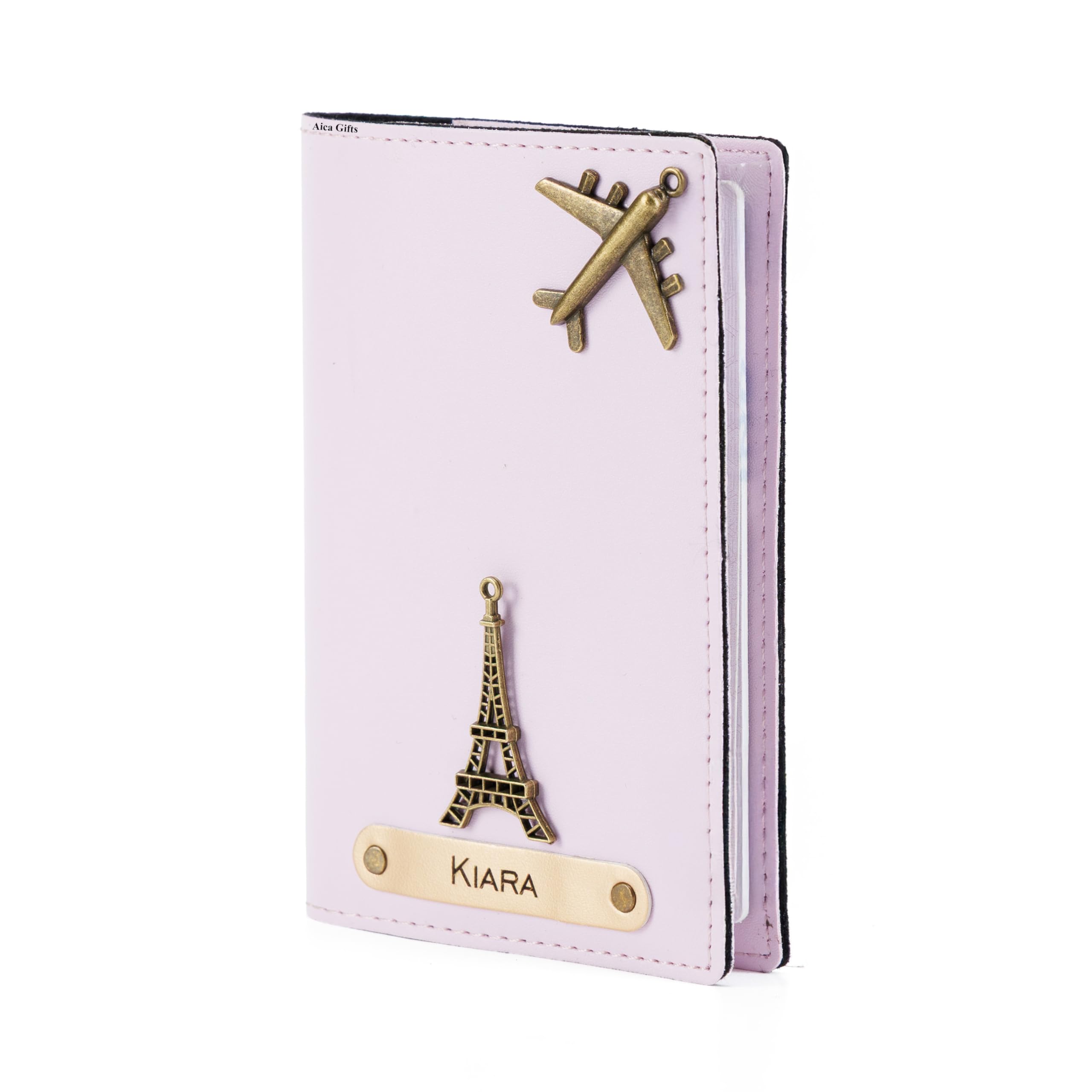 AICA Personalized Name & Charm Leather Passport Cover Holder for Men & Women (Purple) | Gifts for Woman | Gift for Man | Passport Cover for Men | Diwali Gifts| Corporate Gifts for Employees