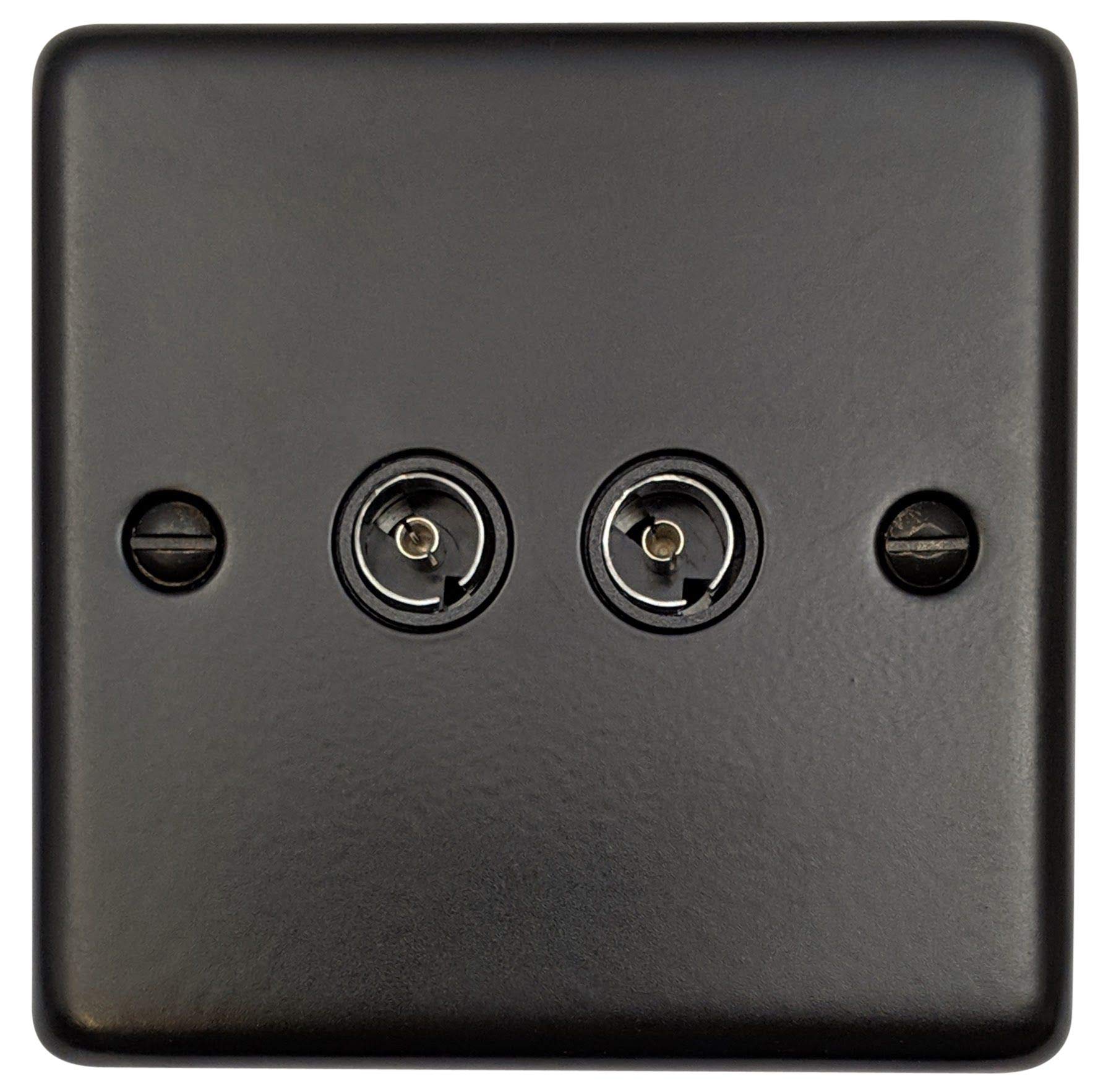 G&H Brassware Black G&H Cfb36b Standard Plate Matt 2 Gang Tv Coax Socket Point