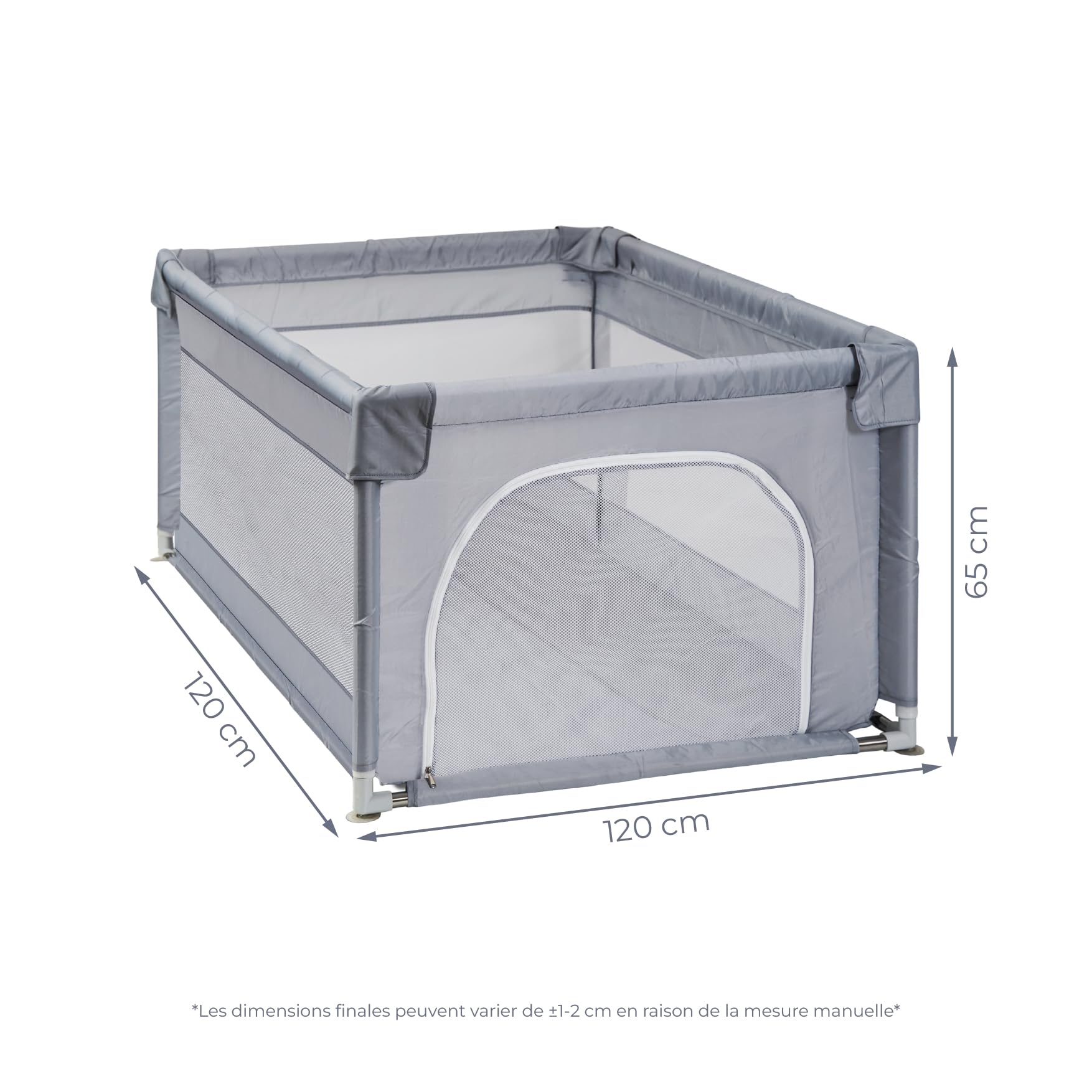 L Nylon Parc pour bébé pliable avec chatières et fenêtre filet 200 x 180 cm Montage facile 120 x 120 cm