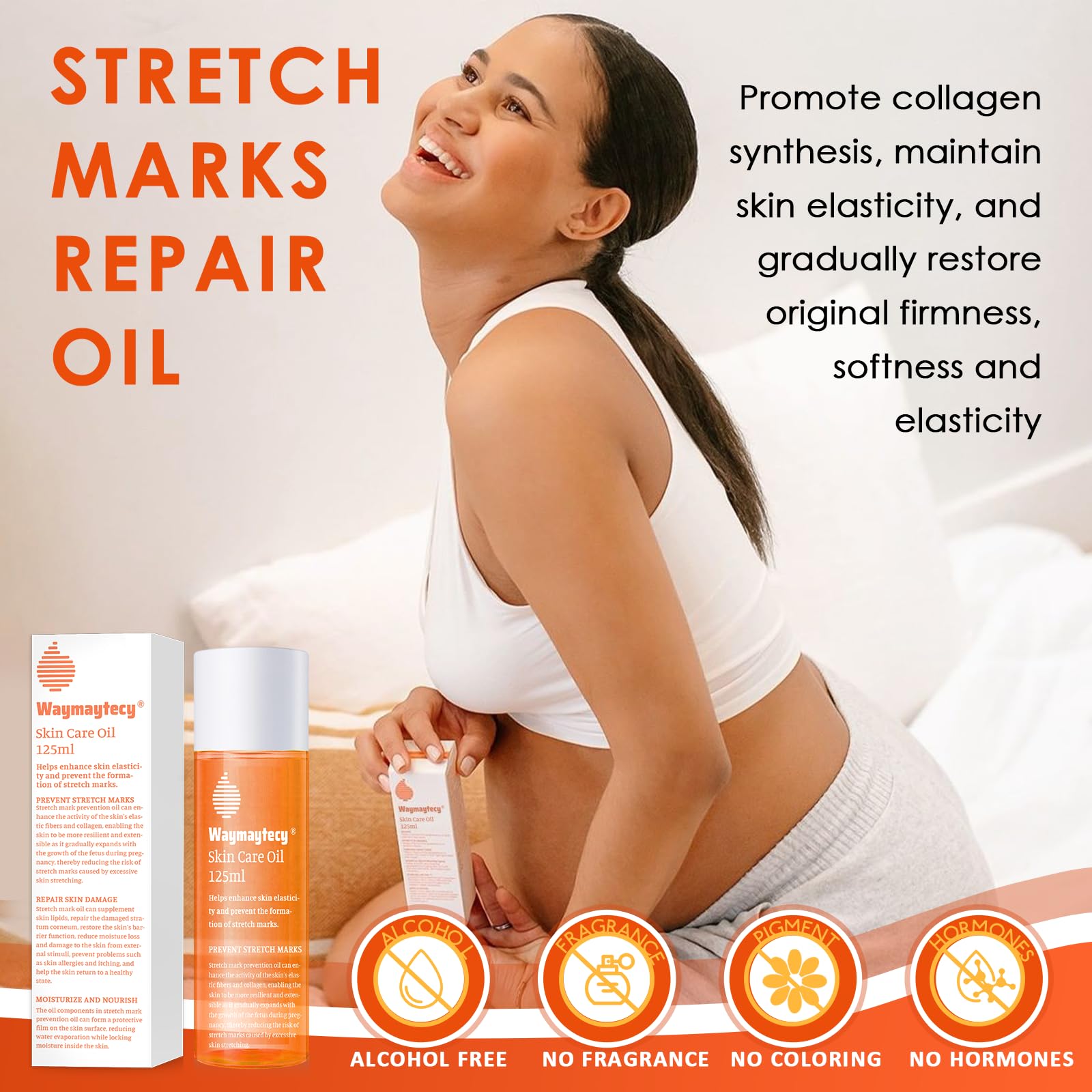 125ml Huile Anti-Vergetures, Huile De Massage Vergetures, Oil Réparatrice, Soins Corps Pour Peaux, Fini Non Gras, Non Collant, Convient aux Femmes Enceintes, Femmes
