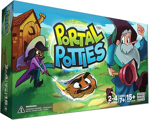 Rookie Mage Games Portal Potties - Divertidos juegos de mesa de pie para adultos y niños, incluye cartas de juego, fichas de emoji de caca, tablas