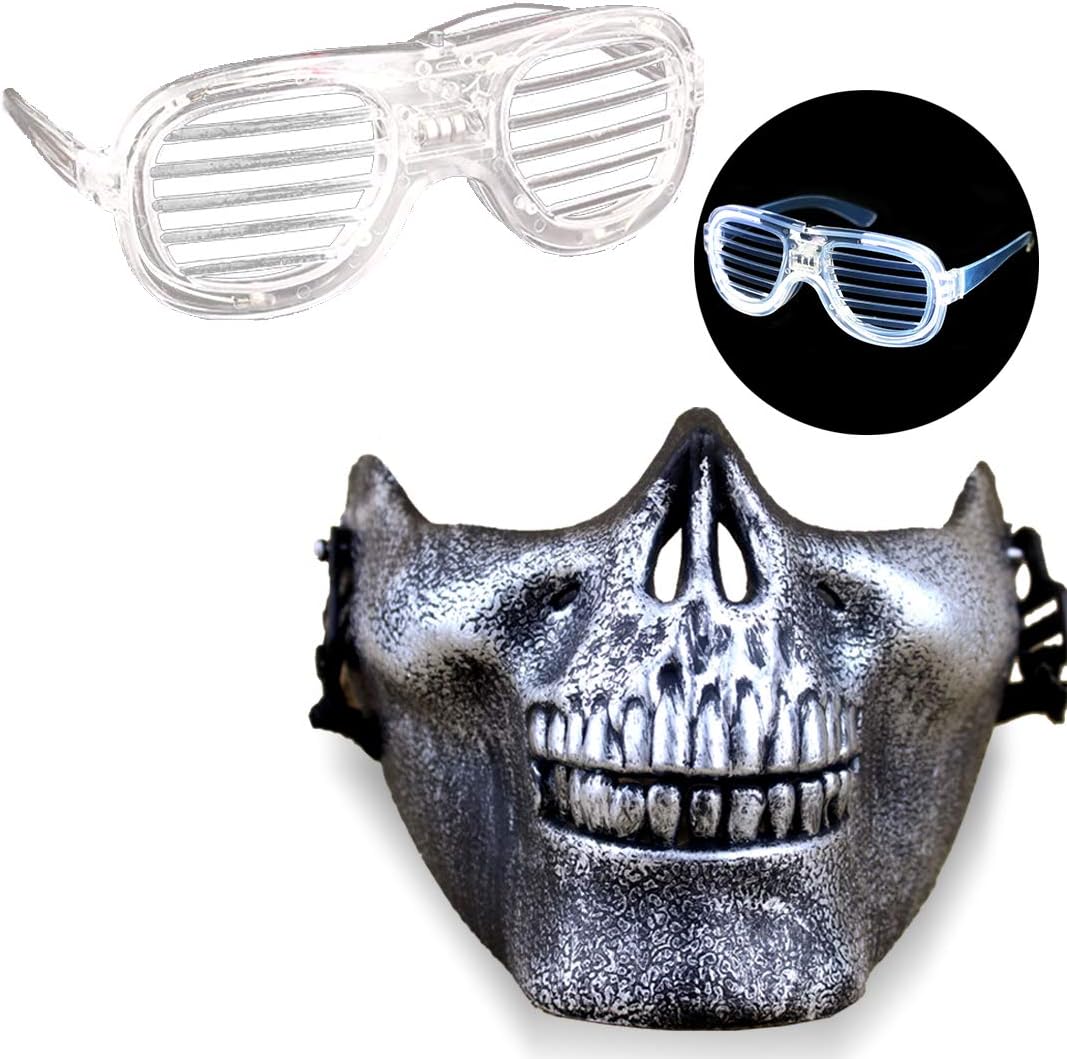 Halloween Mask LED Glitter Glasses Toys Half Face Horror Skull Masks Cosplay Halloween Mask LED Glitter Glasses Toys Half Face Horror Skull Masks Cosplay