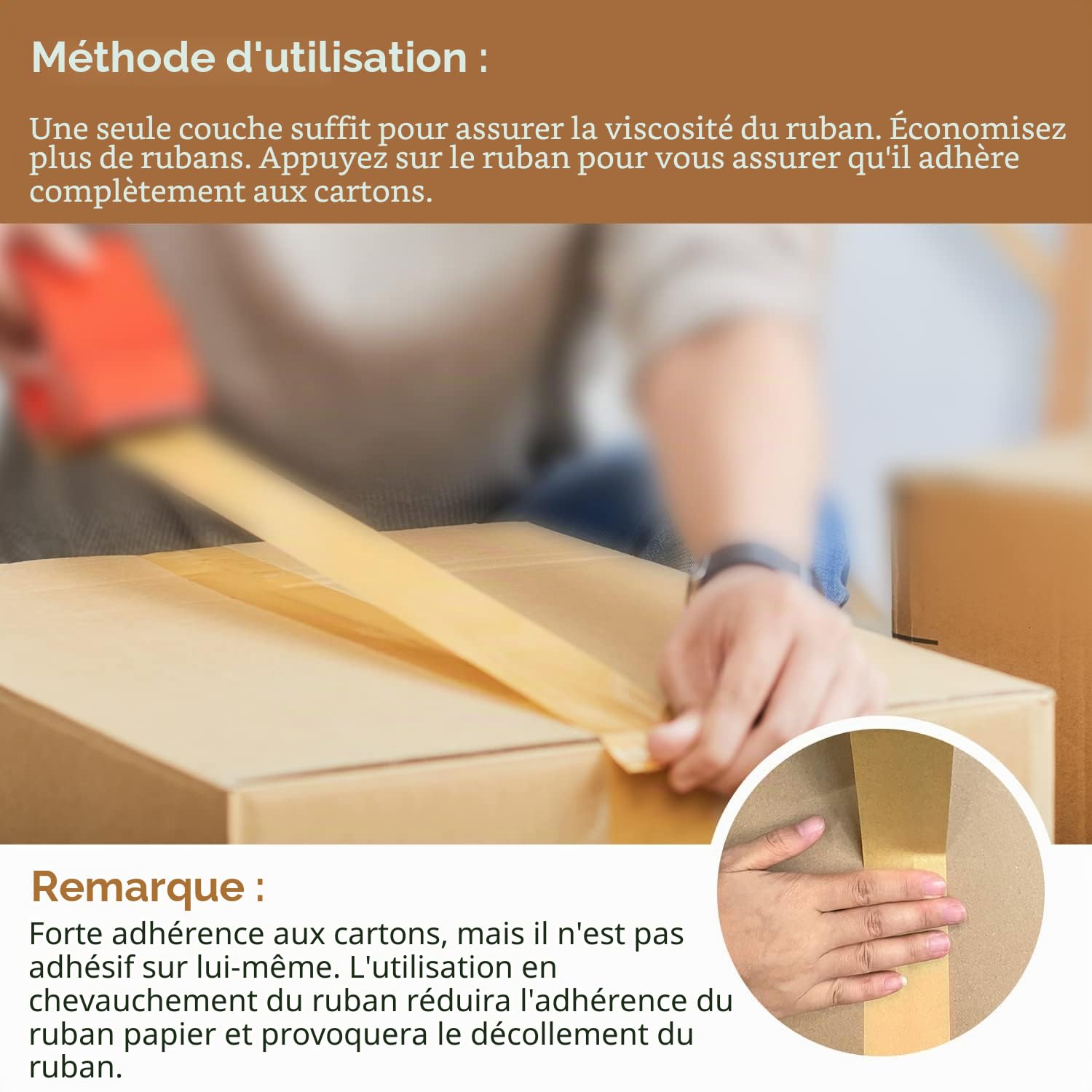 Dpm tapes - Ruban Adhésif Écologique en Papier, Résistant au Vieillissement, Imprimable, Déménagement, Emballage, Bricolage, Silencieux et Fortement Adhésif (6)
