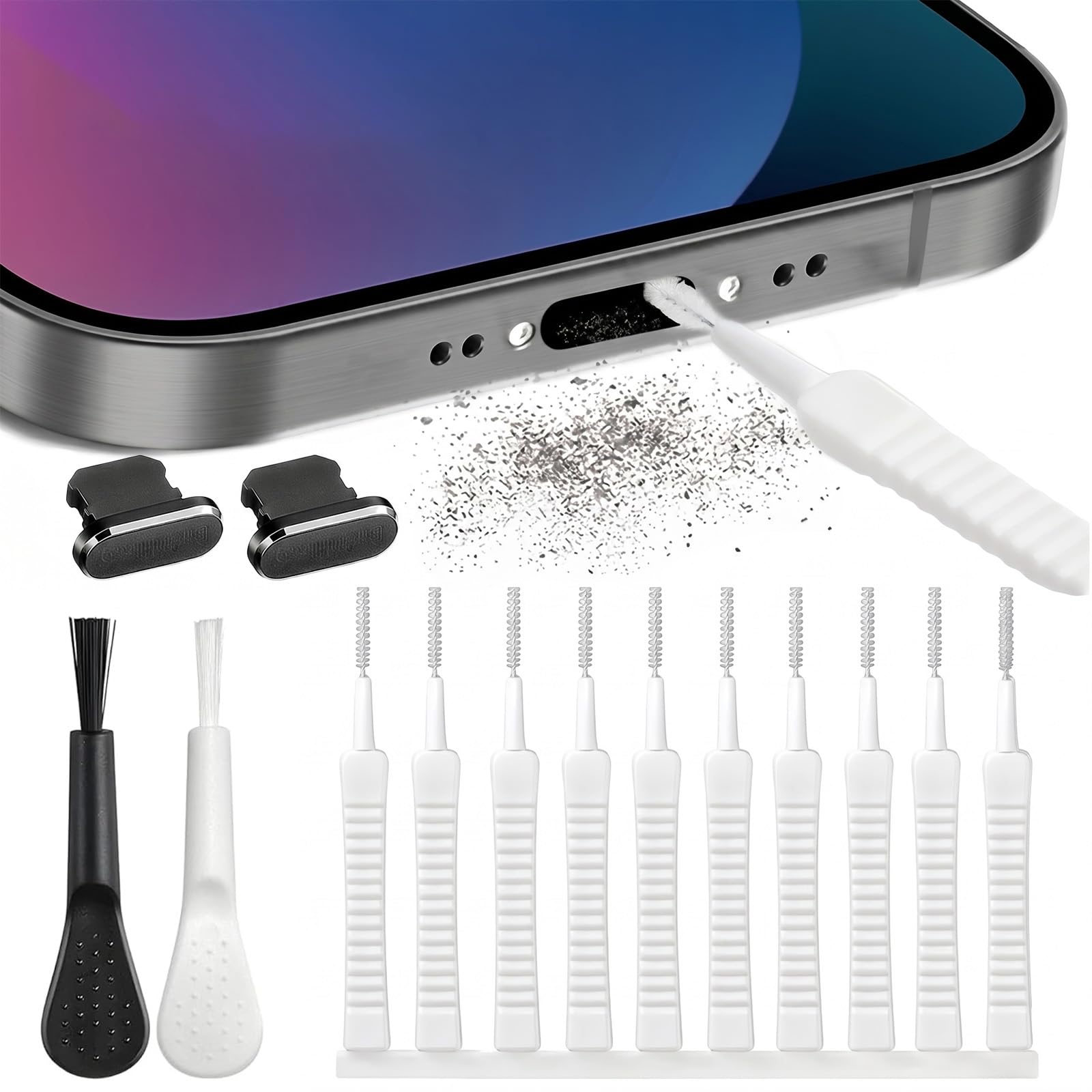 14 Piece Mobile Phone Charging Port Cleaning Kit Portable Anti-Dust Brush Cleaning Tools for Smartphone Headphone Computer Camera