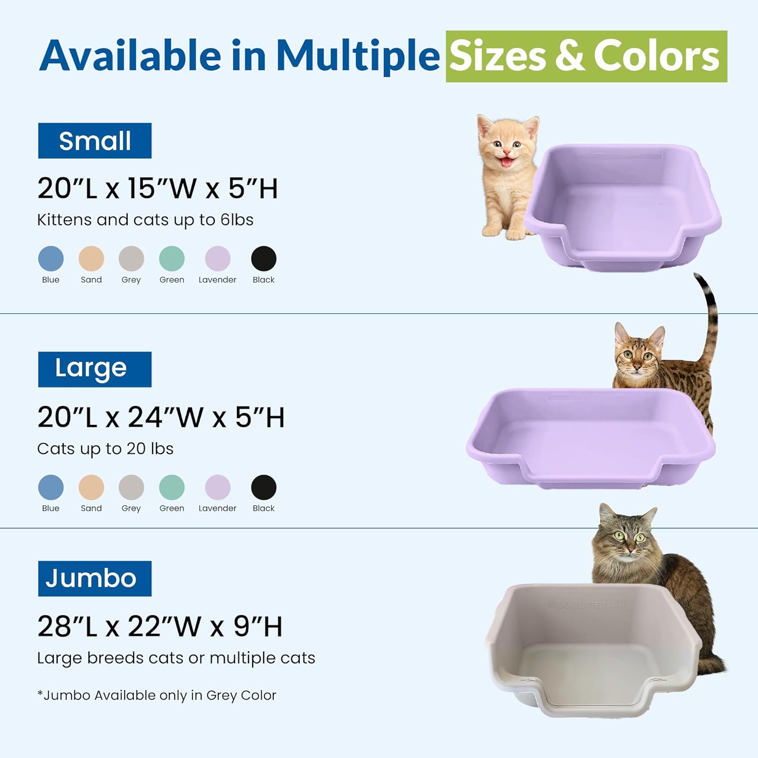 Kitty Go Here Small Size, Storybook Lavender Color, Durable & Pet Safe Kitty Litter Box, Low 3" Entry and Lots More Room for Your Cats Comfort, Made in USA