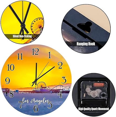 Miniatura 6 de Reloj de pared decorativo, reloj de pared de la ciudad de los Estados Unidos, reloj de pared silencioso sin tictac, reloj de pared redondo de la
