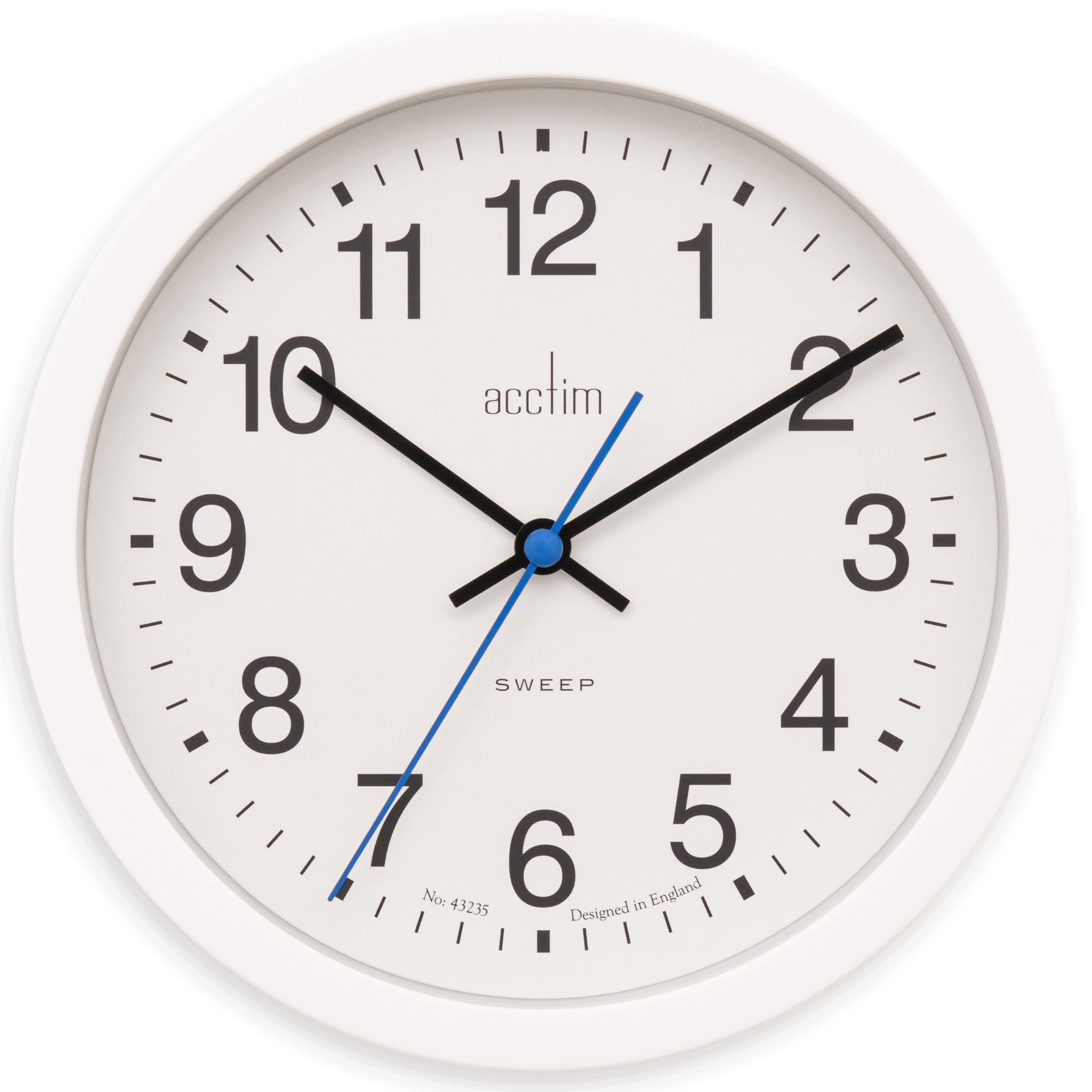 Acctim White Bromham Non Ticking Sweep Seconds Hand Wall Clock 20Cm Diameter (White)