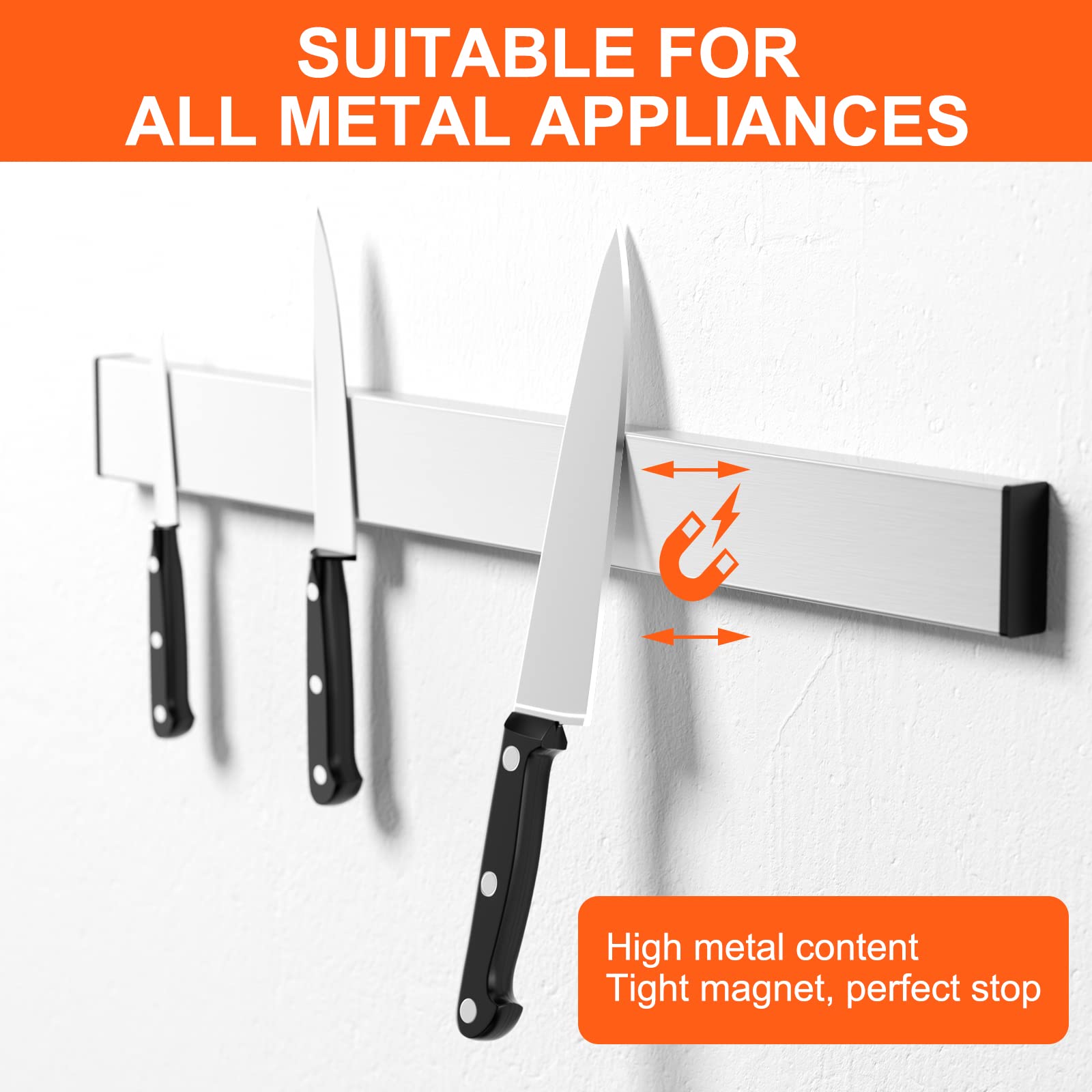 Barra Magnetica Per Coltelli 30cm - Porta Coltelli Forte Per Cucina Con 3 Vitadi Montaggio