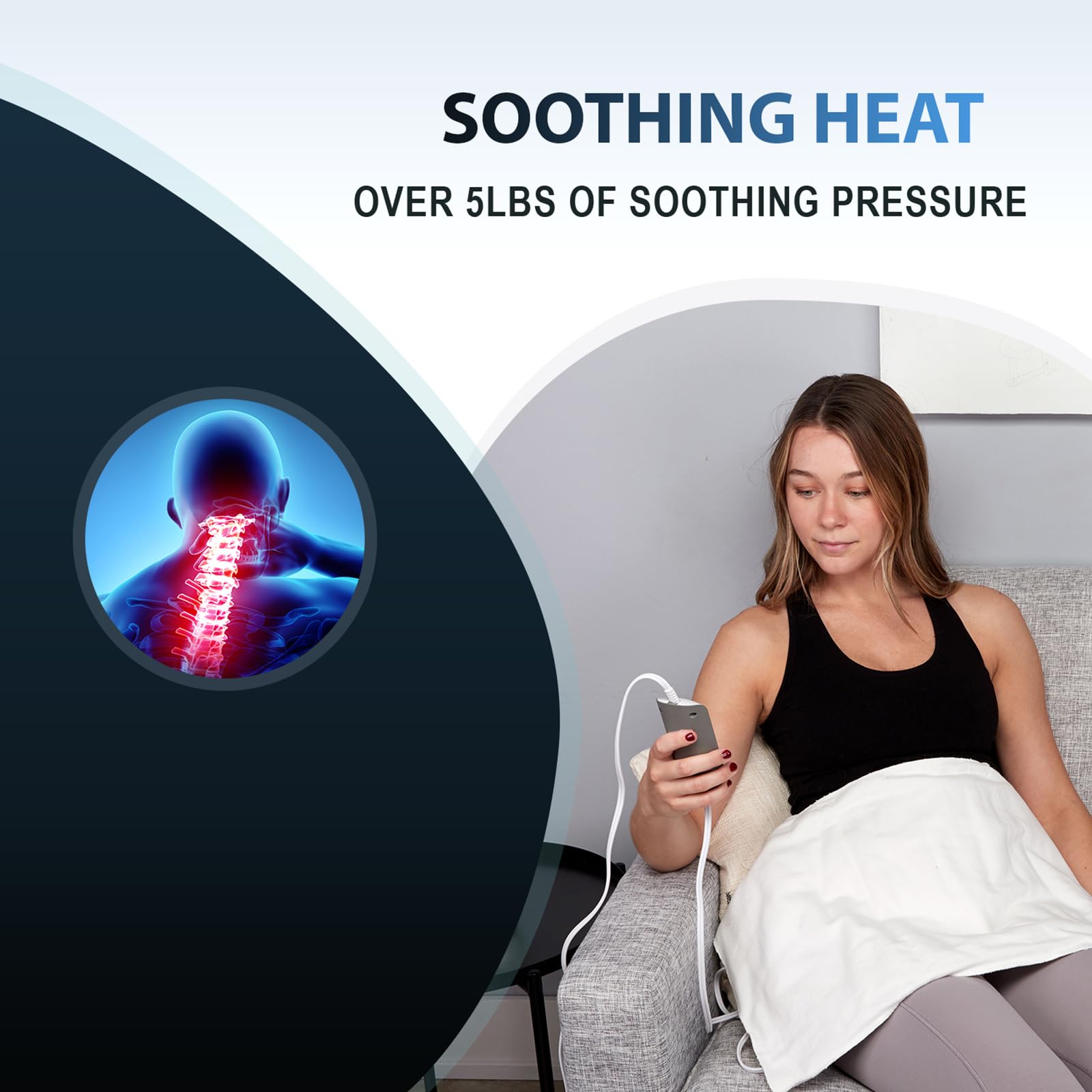 ThermoRelief - Cuscinetto riscaldante a umido con spegnimento automatico per crampi e mal di schiena, extra caldo, per terapia del calore digitale di grado medico (peso king size)