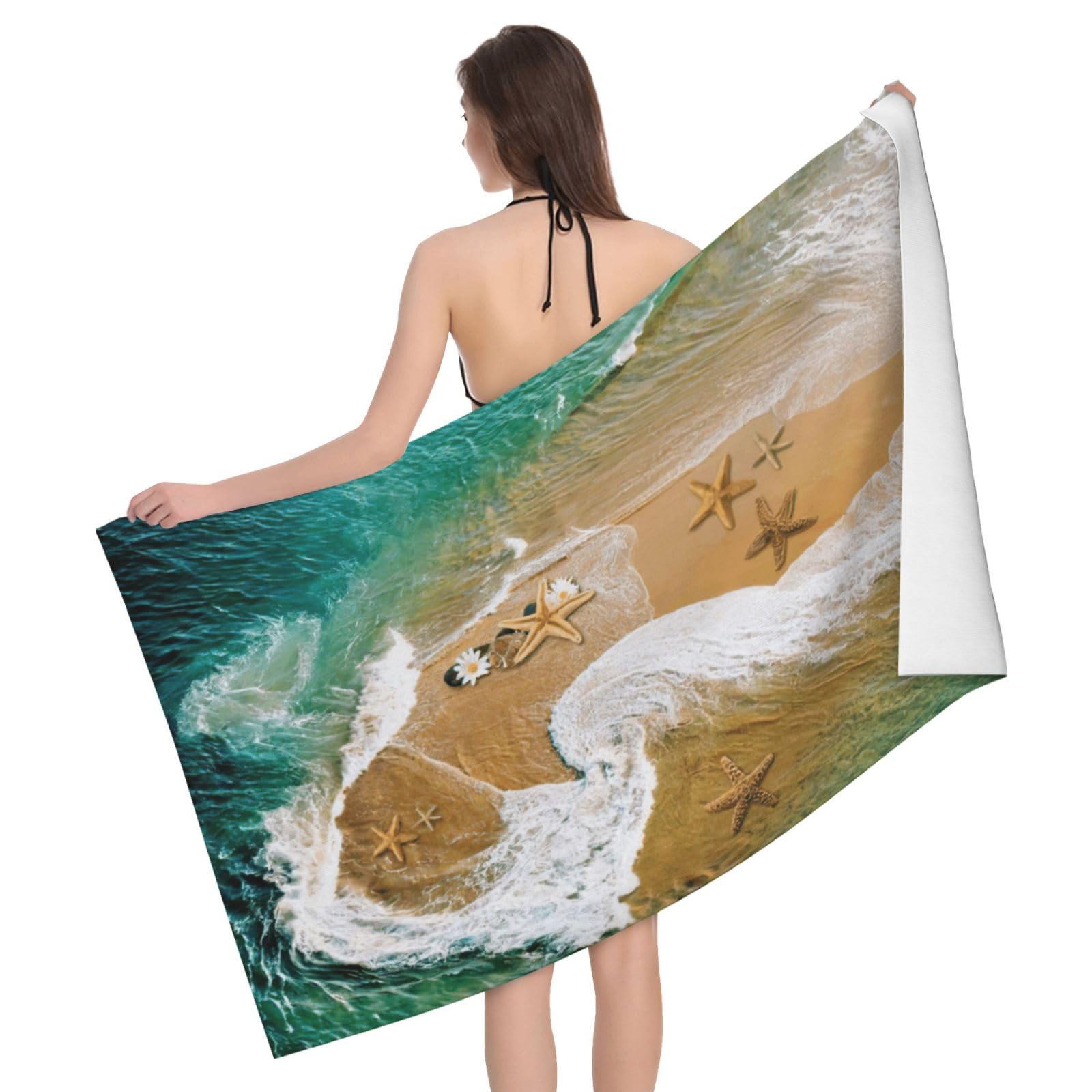 Serviette de bain microfibre séchage rapide drap douche absorbant motif étoile de mer