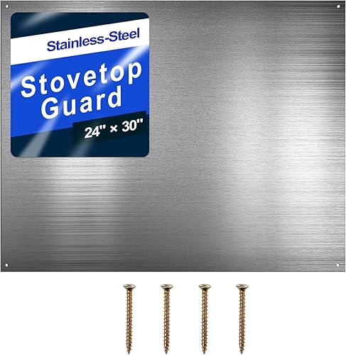 Paneles de chapa metálica reversibles de acero inoxidable de 24 x 30 pulgadas para protector de pared para cocina, detrás de la estufa, con 4