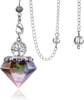 Top Plaza 7 Chakra Healing Crystal Pendulums 6 Facet Resin Gemstone Pointed Tree of Life Pendant Pendulum for Reiki Wicca Dowsing Balancing Spiritual