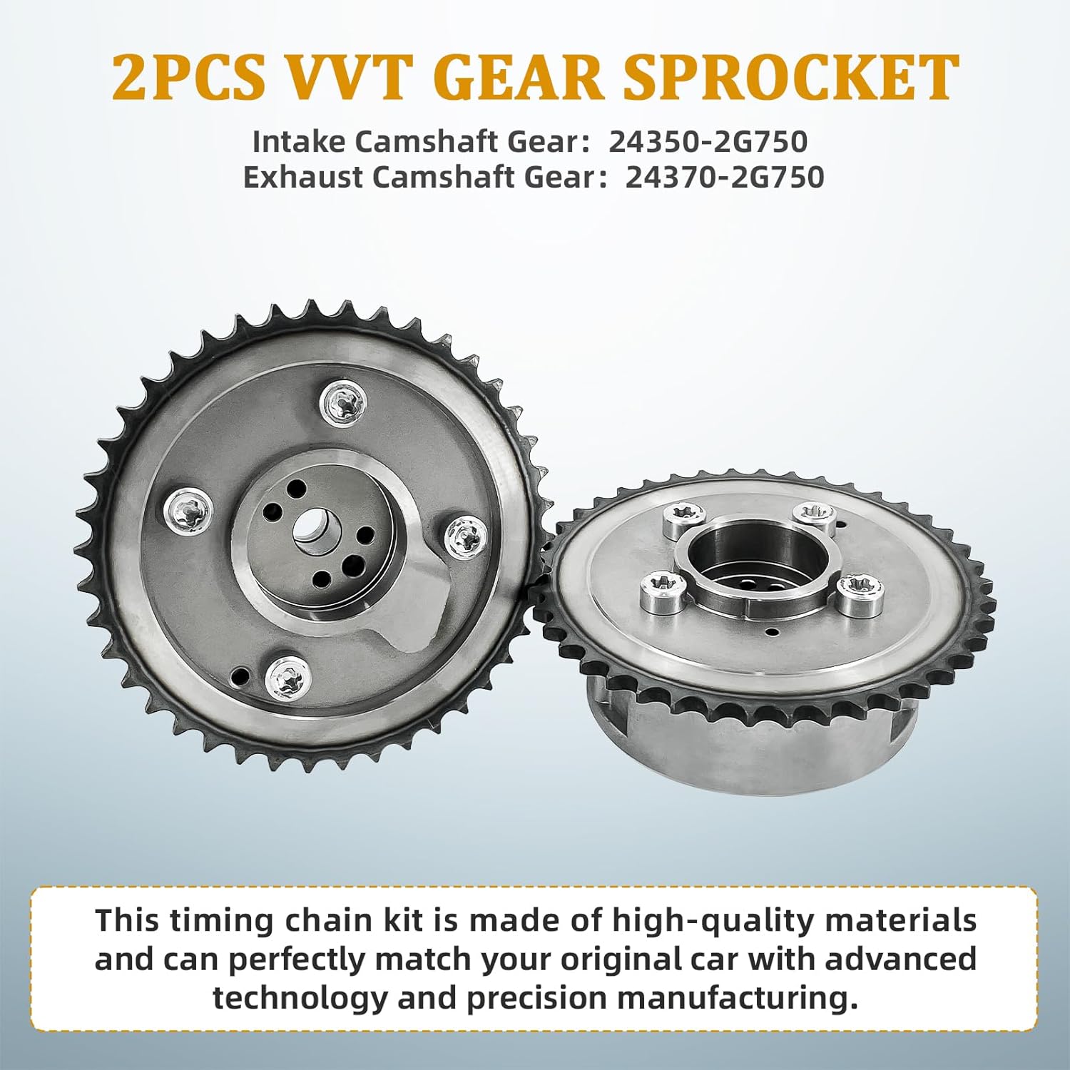 Timing Chain Kit with VVT Gear Replacement for Kia Optima Sorento Sportage 2.0L 2.4L 2011-2018 Replacement for Hyundai Sonata Santa fe Tucson 2.0L 2.4L 2011-2019 24350-2G750 243212G111