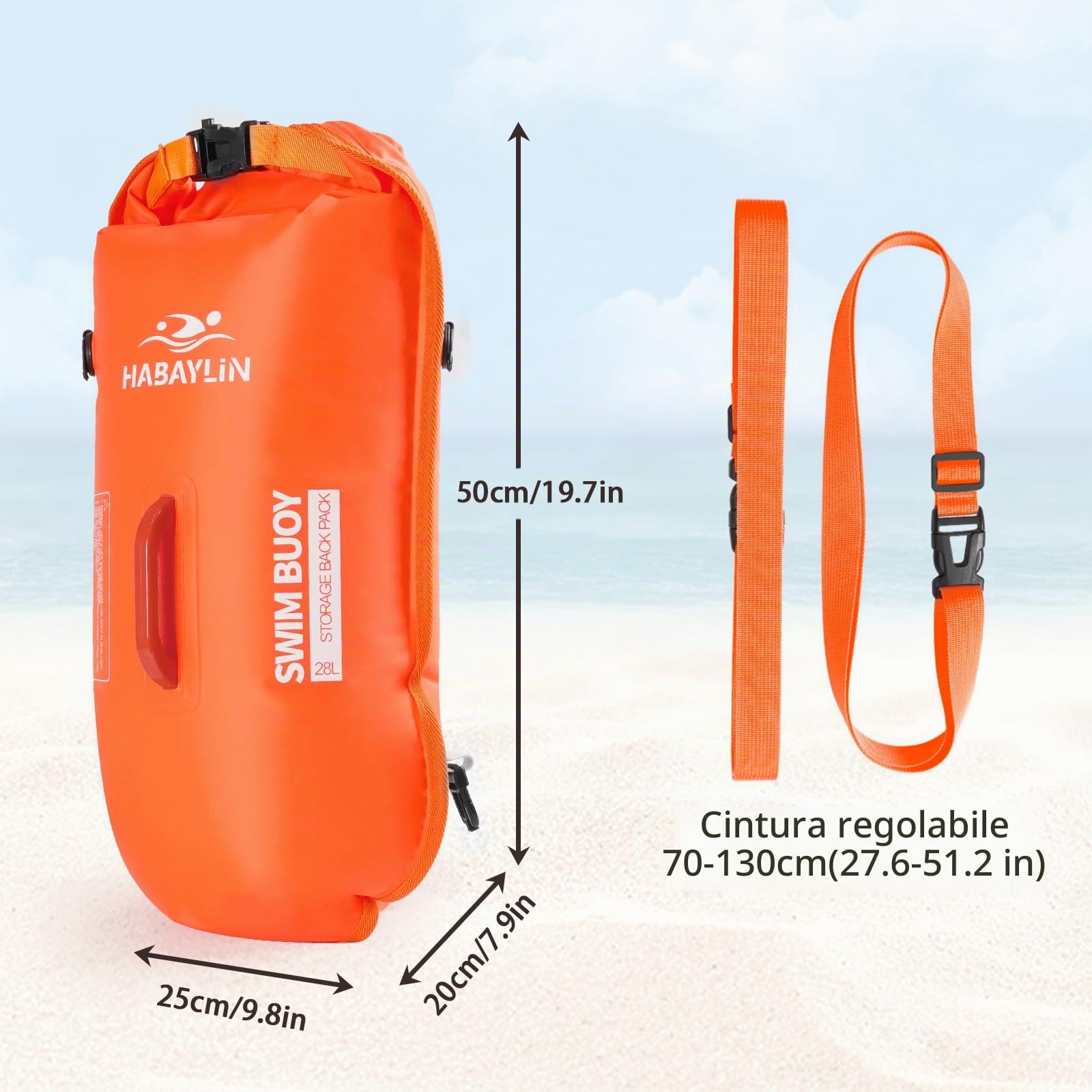 Boa da nuoto – 28 l, boa da nuoto per adulti e bambini, sacco asciutto buona sicurezza durante il nuoto, boa gonfiabile per Open Water e Triathlon