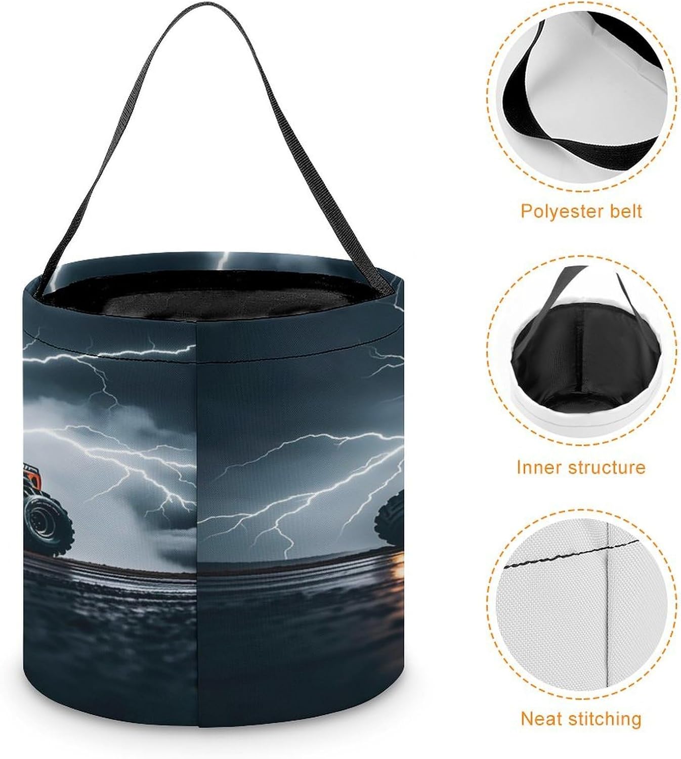 Monster Truck Black Sky Halloween Tote Treat Bag for Trick Or Treat image 4