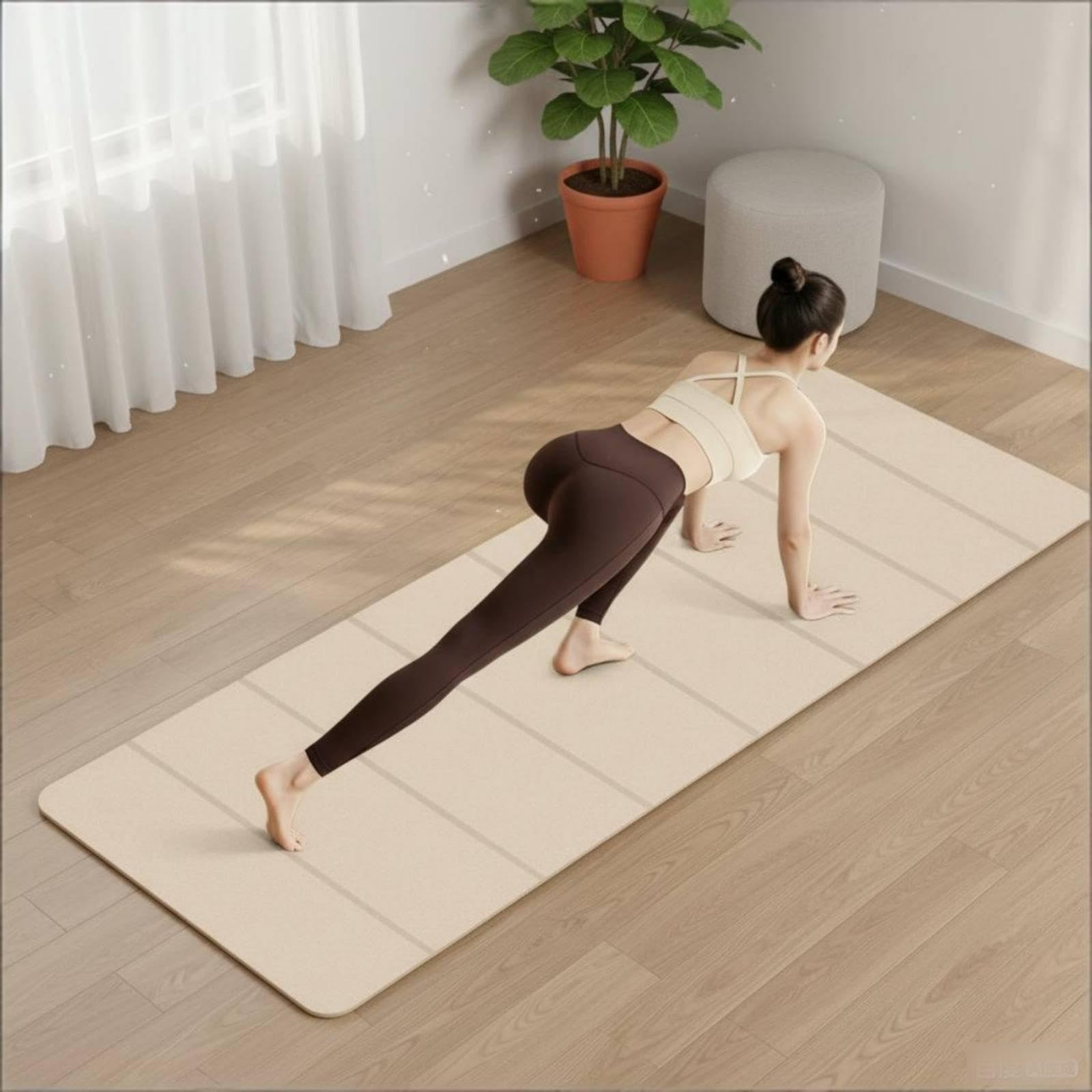 Foldable Exercise Mat Non-Slip Surface Exercise Exercise Pad Additional Thick Fitness Gear for Stretching Practitisinglers, Beginners, Resting 10MM Null Cream 3-piece-image-48