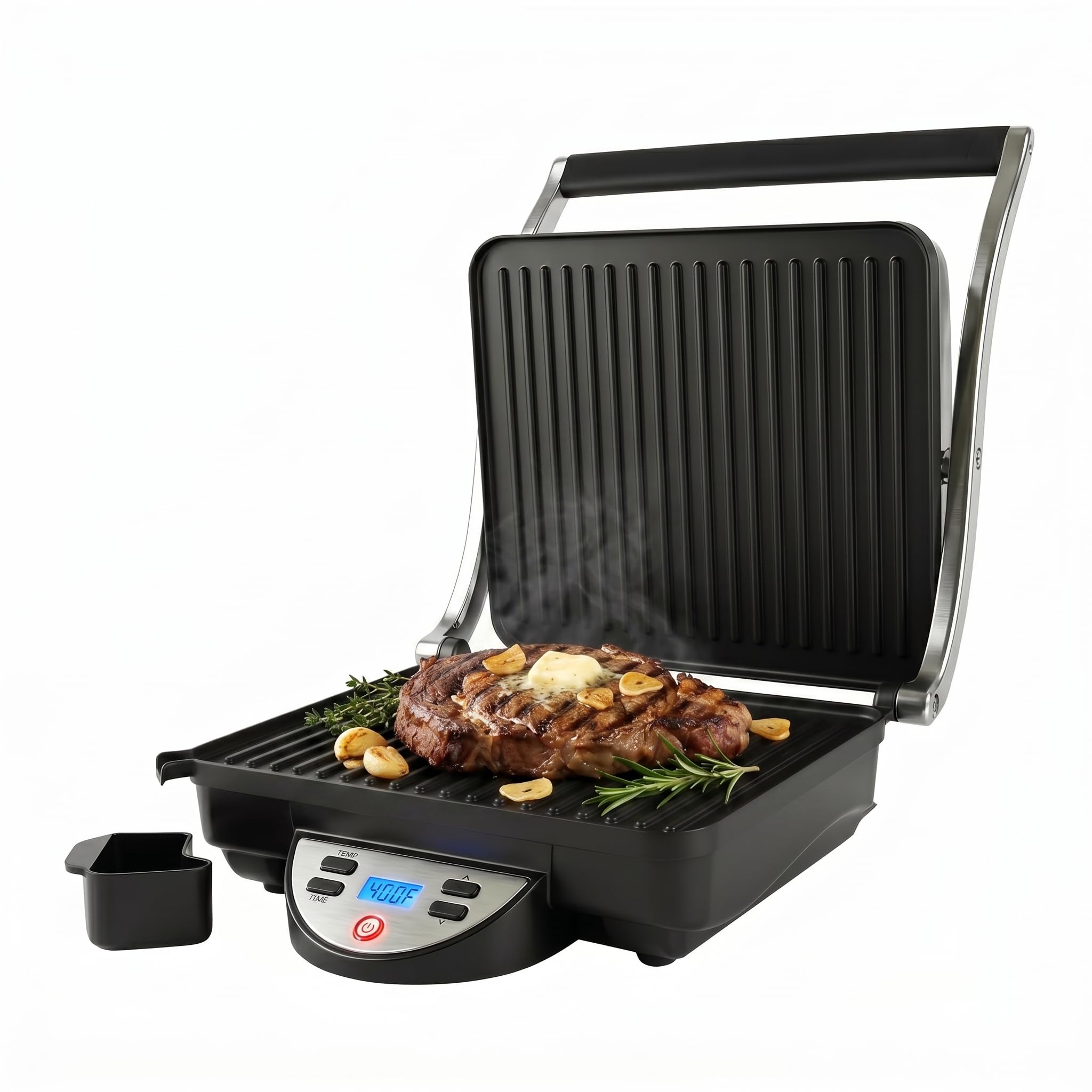 OVENTE Electric Panini Press Sandwich Maker, 1500W Grill, Silver GP1000BR