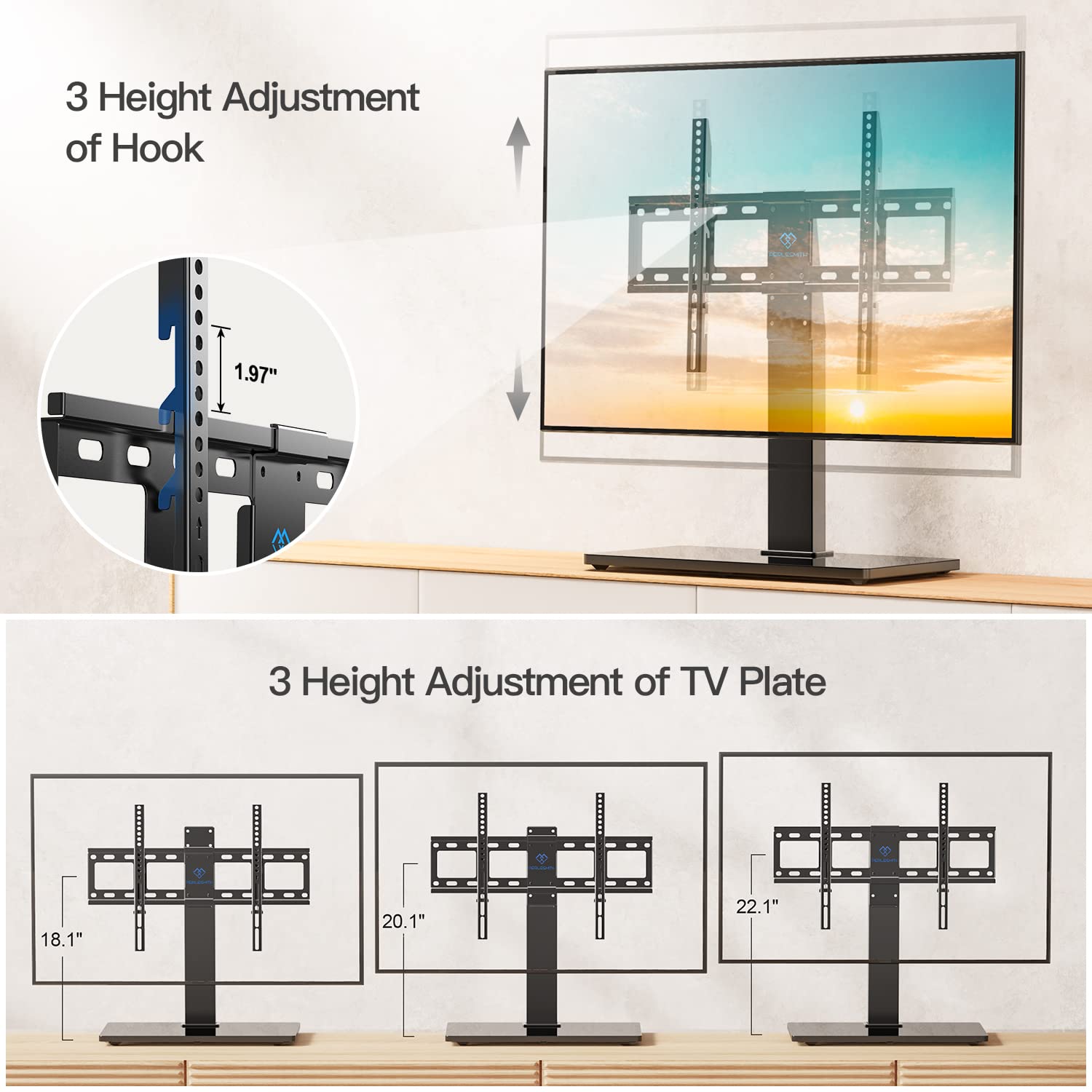 PERLESMITH Universal Swivel TV Stand / Base Table Top TV Stand for 37