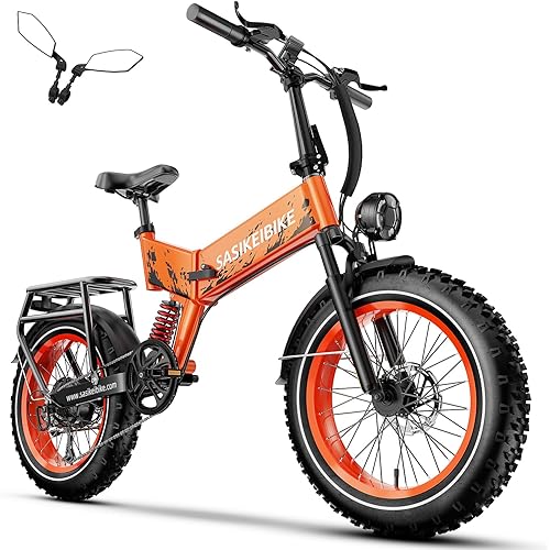 vefreedom 1500W Folding Electric Bike for Adults, 52V 20AH Large Removable Battery E Bike, 30+MPH, 80 Miles Max Range, 20" x4.0 Fat Tire Ebike, Dual Suspension Commute Electric Mountain Bicycle