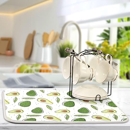 Miniatura 5 de Color Avocado Fruit Drying Dish Mat Kitchen Pads For Counter Countertop Dish Drying Mat Tapete Para Cocina 16'' x 18''