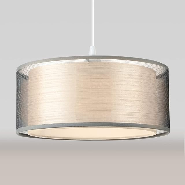 Frideko 2 Tier Light Shade Ceiling - Modern Grey Lampshade for Ceiling Lights, Bedroom Lights Ceiling Lamp Shades for Living Rooms, Hallways, and Lounges (30cm)