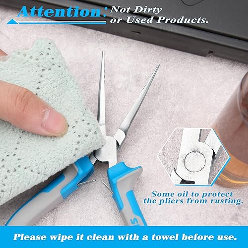 Miniatura 7 de SPEEDWOX Alicates de punta fina para fabricación de joyas y pesca, mandíbula dentada, nariz de aguja fina, bucle de alambre y doblado