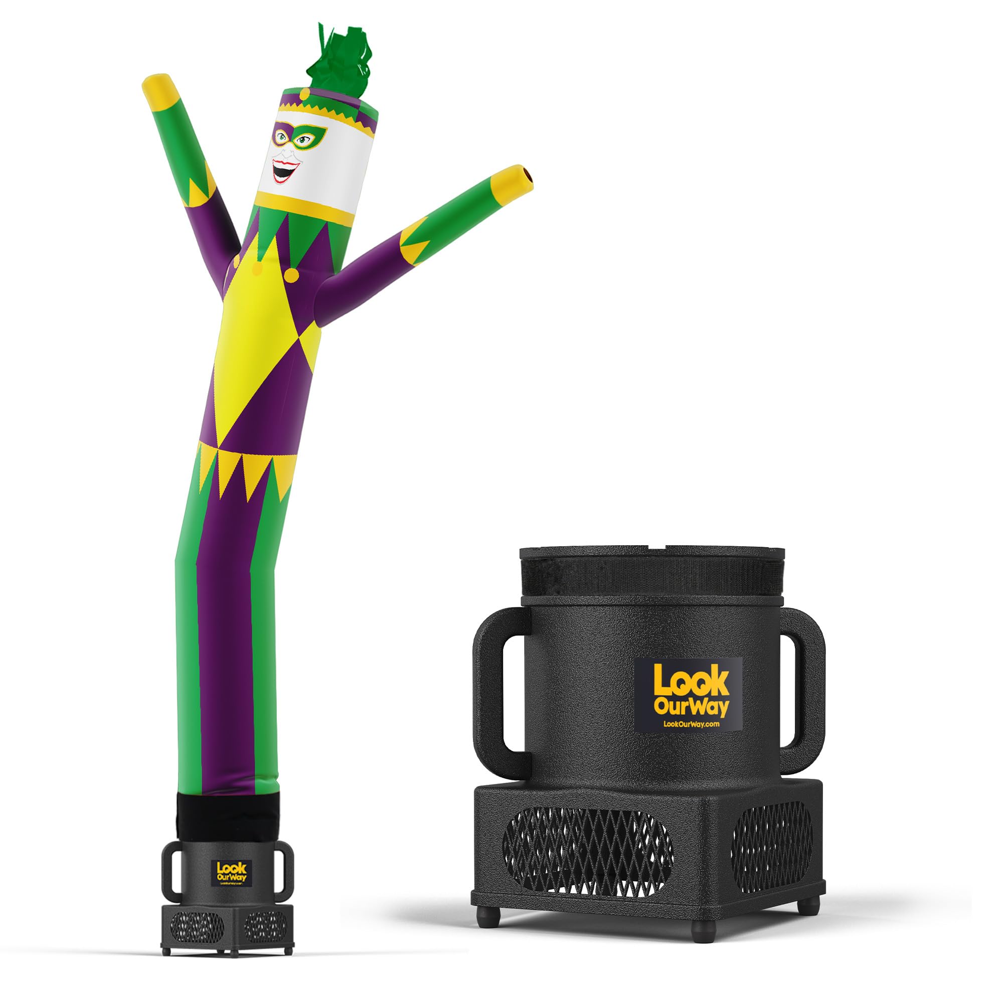 LookOurWay Air Dancers Wacky Waving Inflatable Tube Man - 7ft Tall Inflatable Dancing Man with Weather-Resitant Blower for Business Advertising - Mardi Gras - Jester