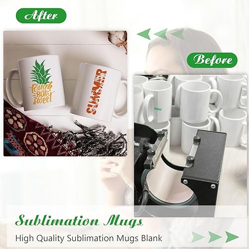 Miniatura 4 de Paquete de 12 tazas de sublimación de 11 onzas, tazas para sublimación, tazas de sublimación, tazas a granel para sopa de café, cacao, té, leche,