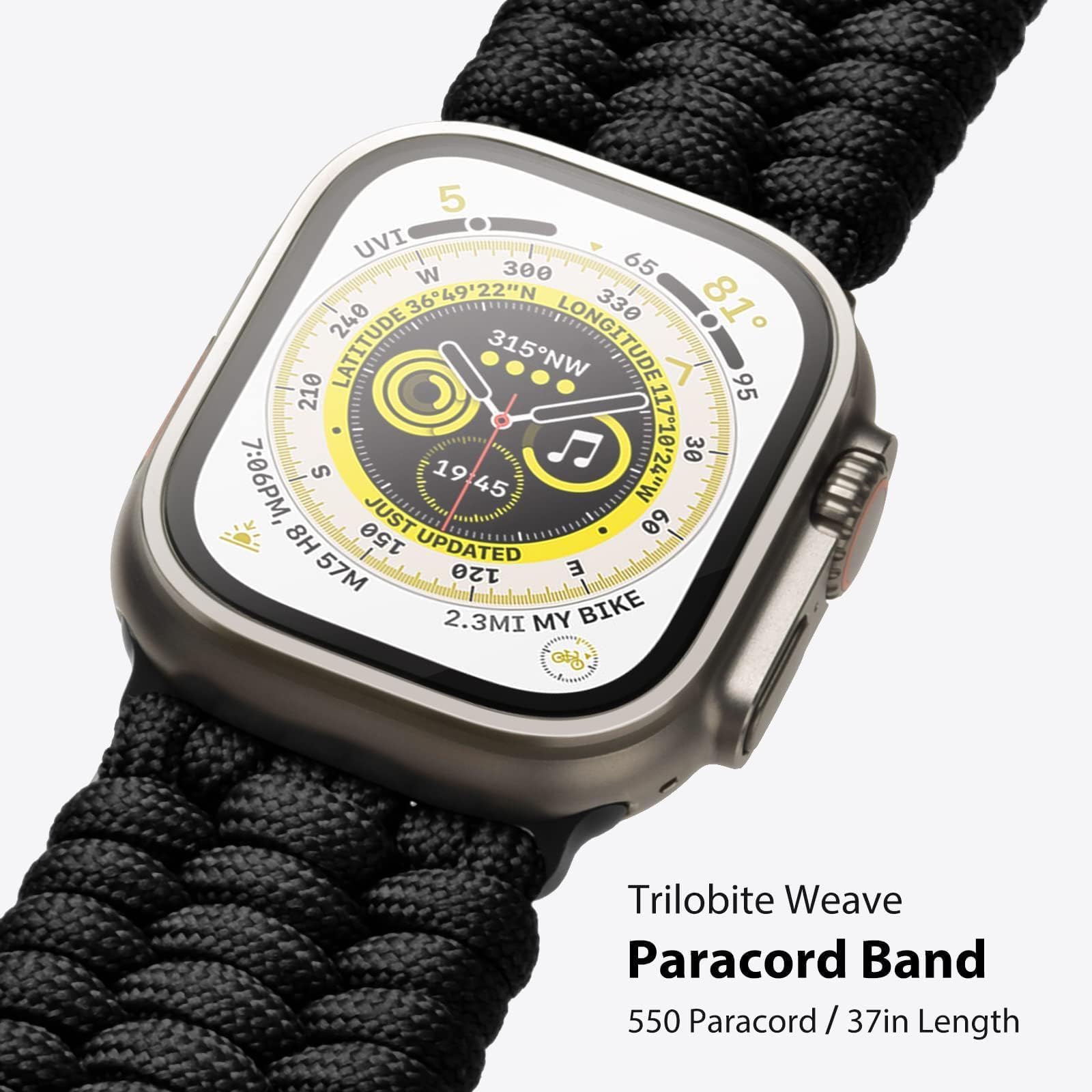 ULTIMAL Correa compatible con Apple Watch de 49 mm/45 mm/44 mm/42 mm, correa de nailon trenzado para deportes al aire libre con hebilla ajustable para Series 1/2/3/4/5/6/SE/7/8/9/Ultra 2/1