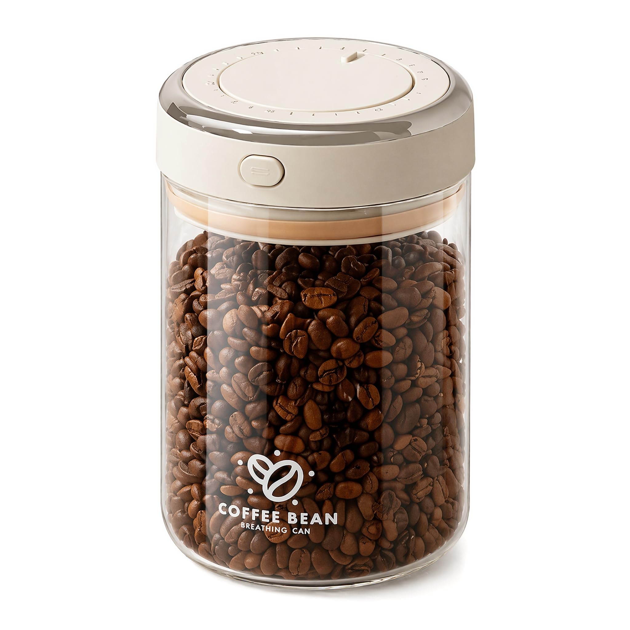 1100ML Airtight Coffee Canister with One-way CO2 Valve,Coffee Bean Storage Canister Borosilicate Glass Vacuum Coffee Bean Storage with Date Tracker for Freshness,Coffee,Tea,Nuts,Sugar (1100, ml/min)