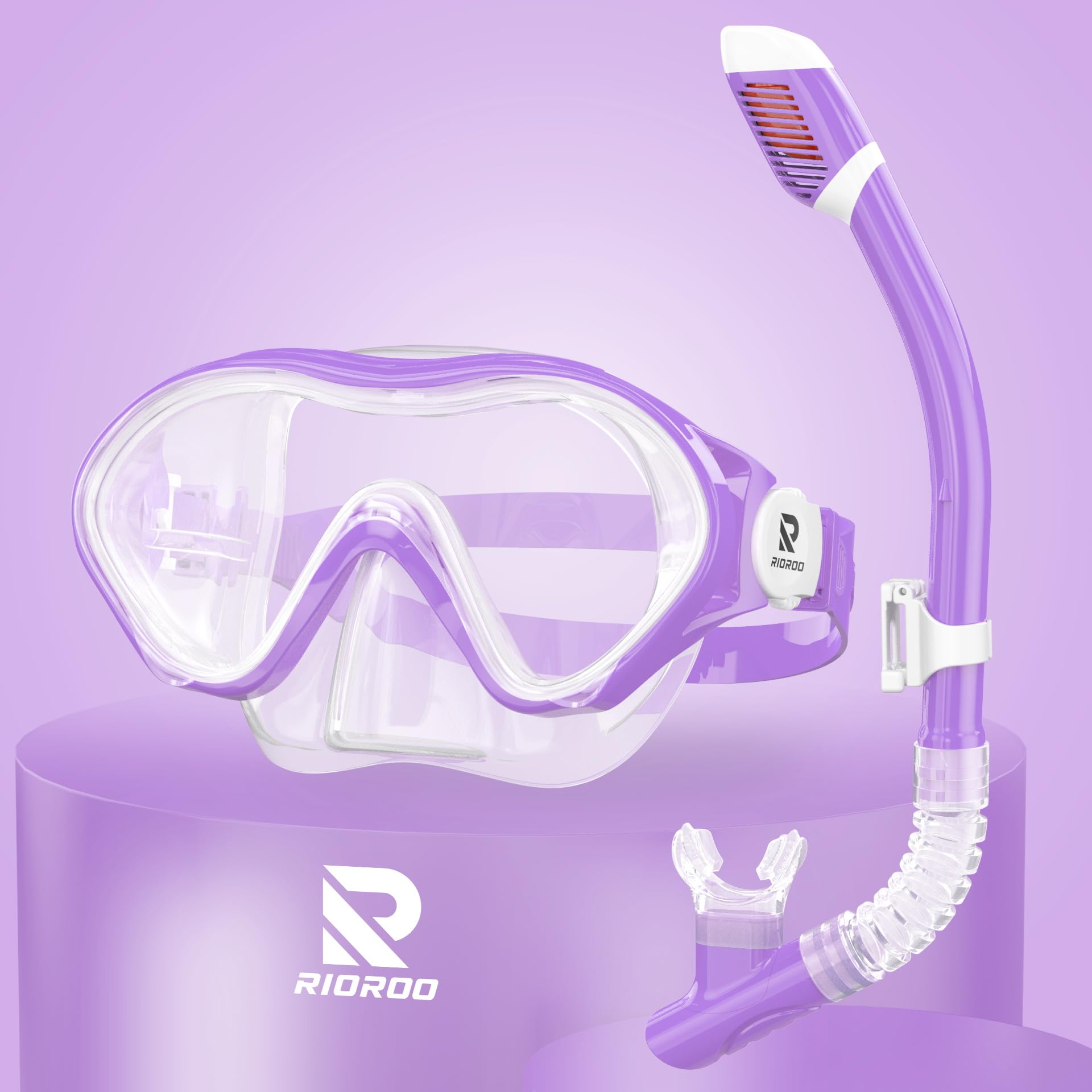 RIOROO Gafas Buceo Niño para Niños y Niñas de 4 a 12 Años, Antivaho Protección UV Antipérdida 180º Gafas Gatacion Niño con Protección para la Nariz
