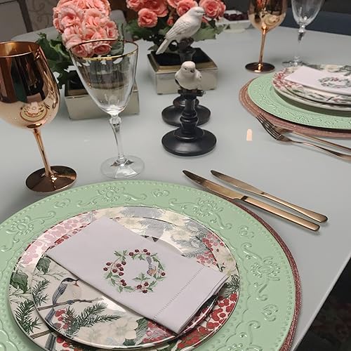 Miniatura 5 de Brightalk Platos base de 13 pulgadas, 6 piezas, Platos base para cena, redondos, compatibles con vajilla de cerámicaporcelana, verde