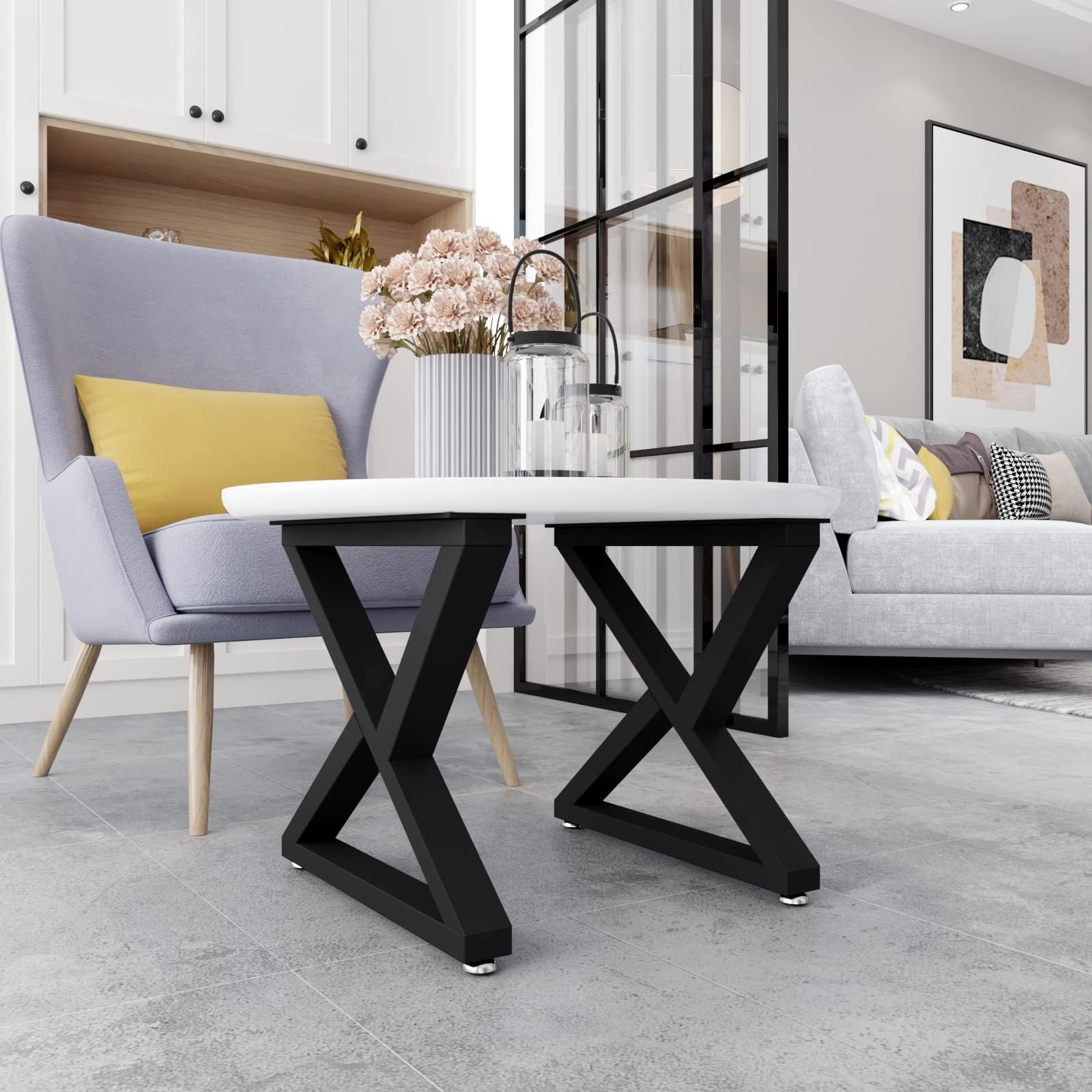 Metal Coffee Table Leg 16 inch Heavy Duty Z Shape Table Legs DIY 
