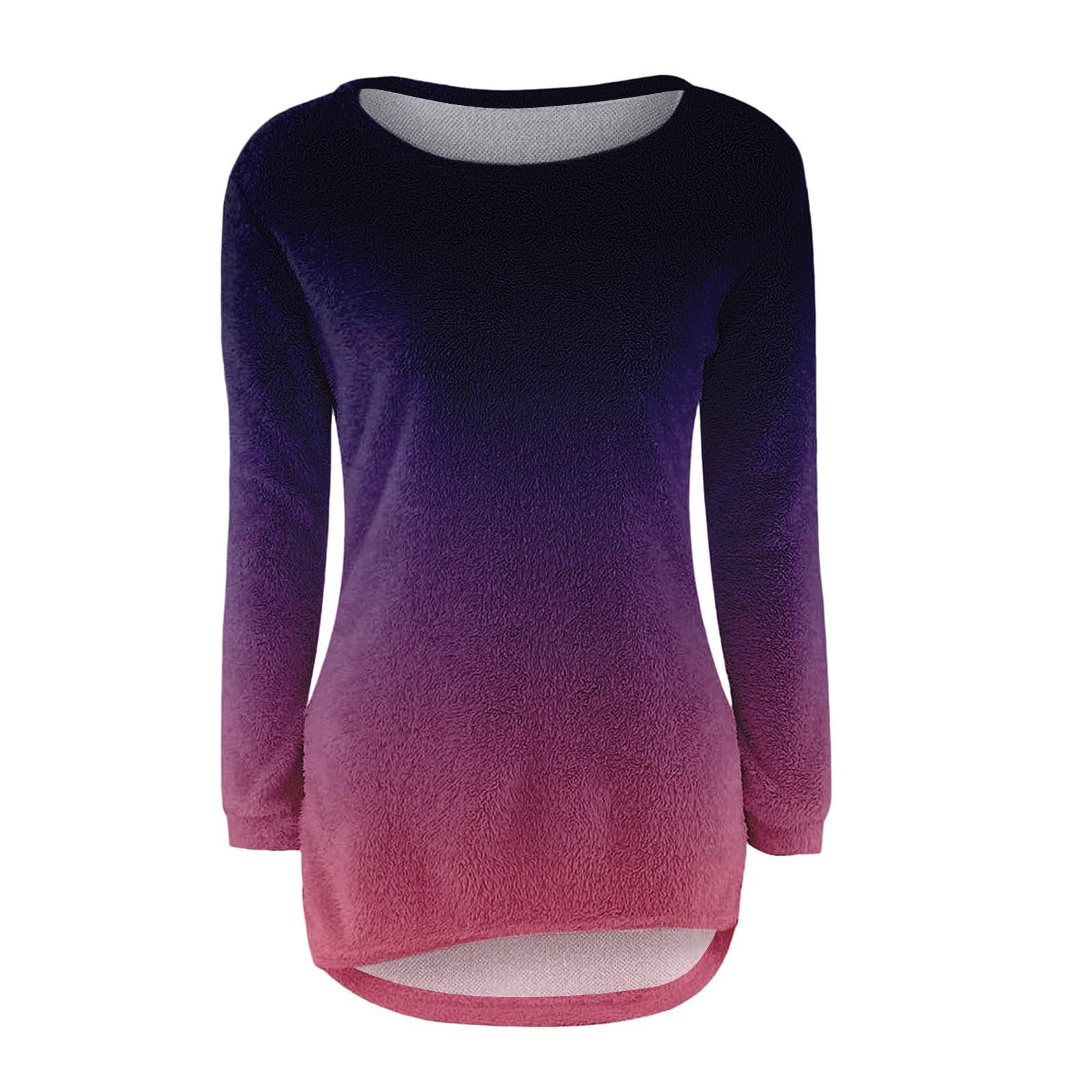 Sudaderas de forro polar para niñas, mullidas, de manga larga, para invierno, cálidas, informales, con cuello redondo, a la moda, suave, acogedora, de felpa