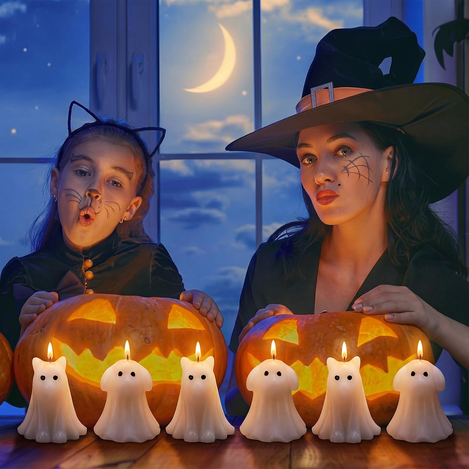6 Pcs Halloween Ghost Candles Cute Dog Cat Candle for Table Decoration
