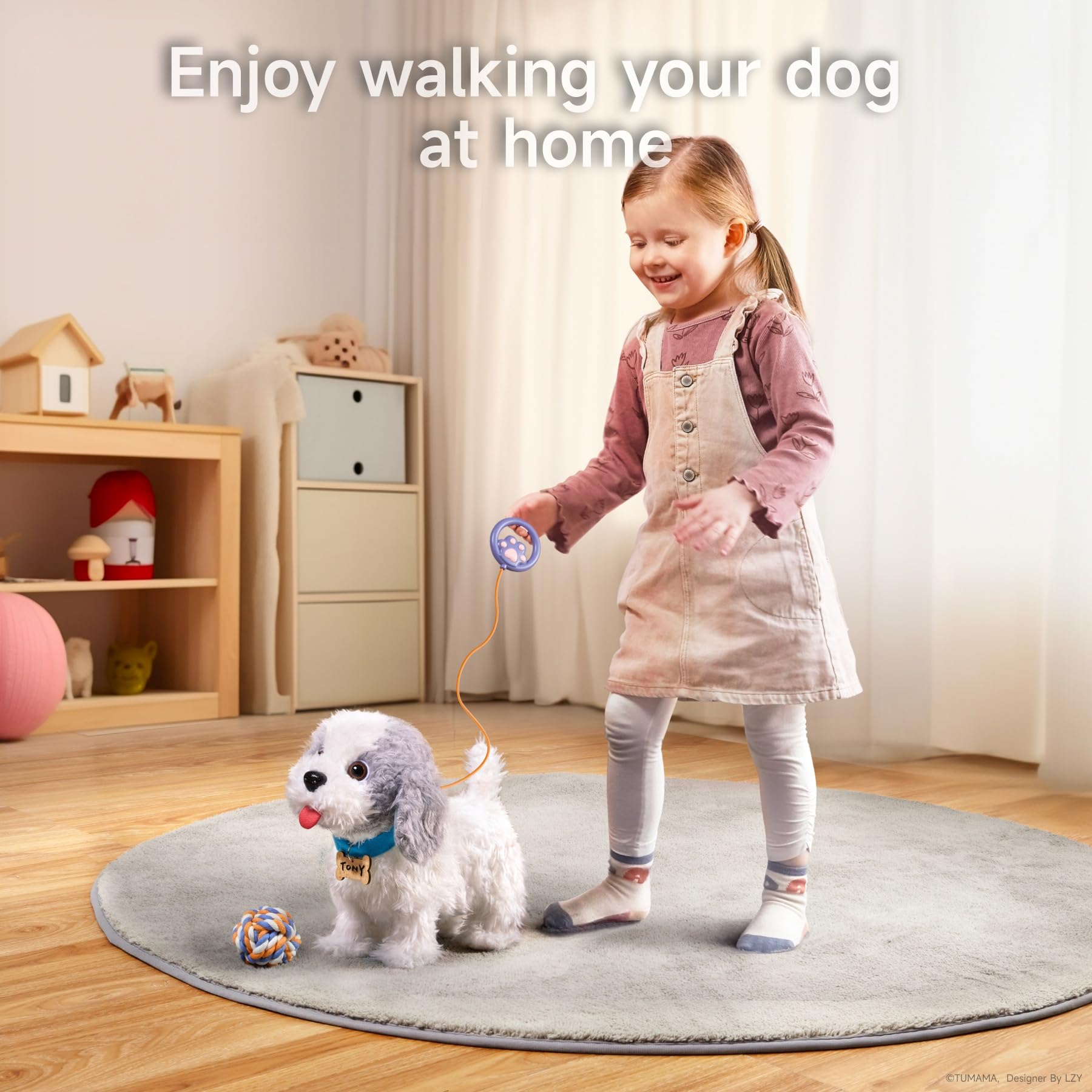 OR OR TU Chien Jouet Enfant Peluche Qui Marche et aboie en Laisse Lèche, Chien Robot Animaux Interactifs Jouet pour Enfants 3 4 5 6+ Ans Filles Garçons Cadeau
