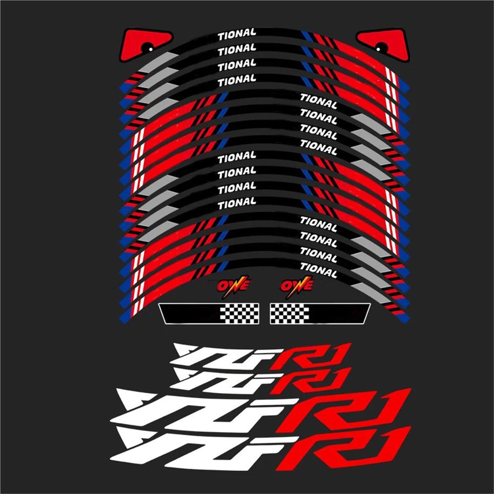 Sticker Part for Y-AMAHA YZFR1 YZF R1 YZF-R1 Reflection Stickers Motorcycle Wheel Inner Strip Decals Accessories Hub Decal(Black- Silver)