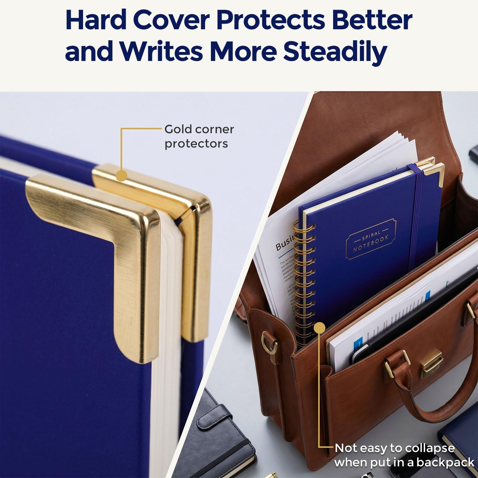 Koogel Hardcover-Spiralbuch mit Tabs, 5 Fächer, A5, Kompositions-Notizbuch, 14 x 20 cm, blau liniert, Tagebücher mit Trennblättern, für Frauen, Geschenk, Büro, Schule