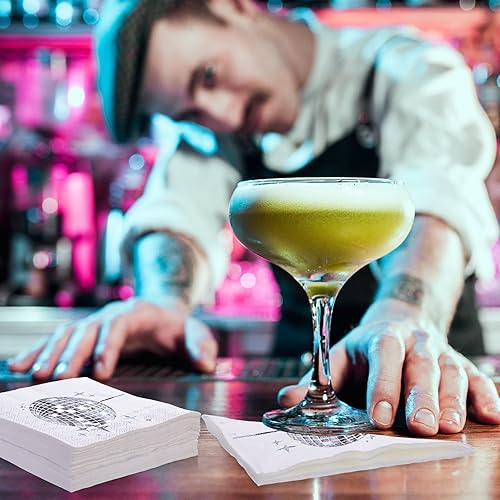 Miniatura 5 de Paquete de 160 servilletas de cóctel para fiesta de discoteca, elegantes, desechables de los años 70, 80, 90, suministros de fiesta, servilletas de